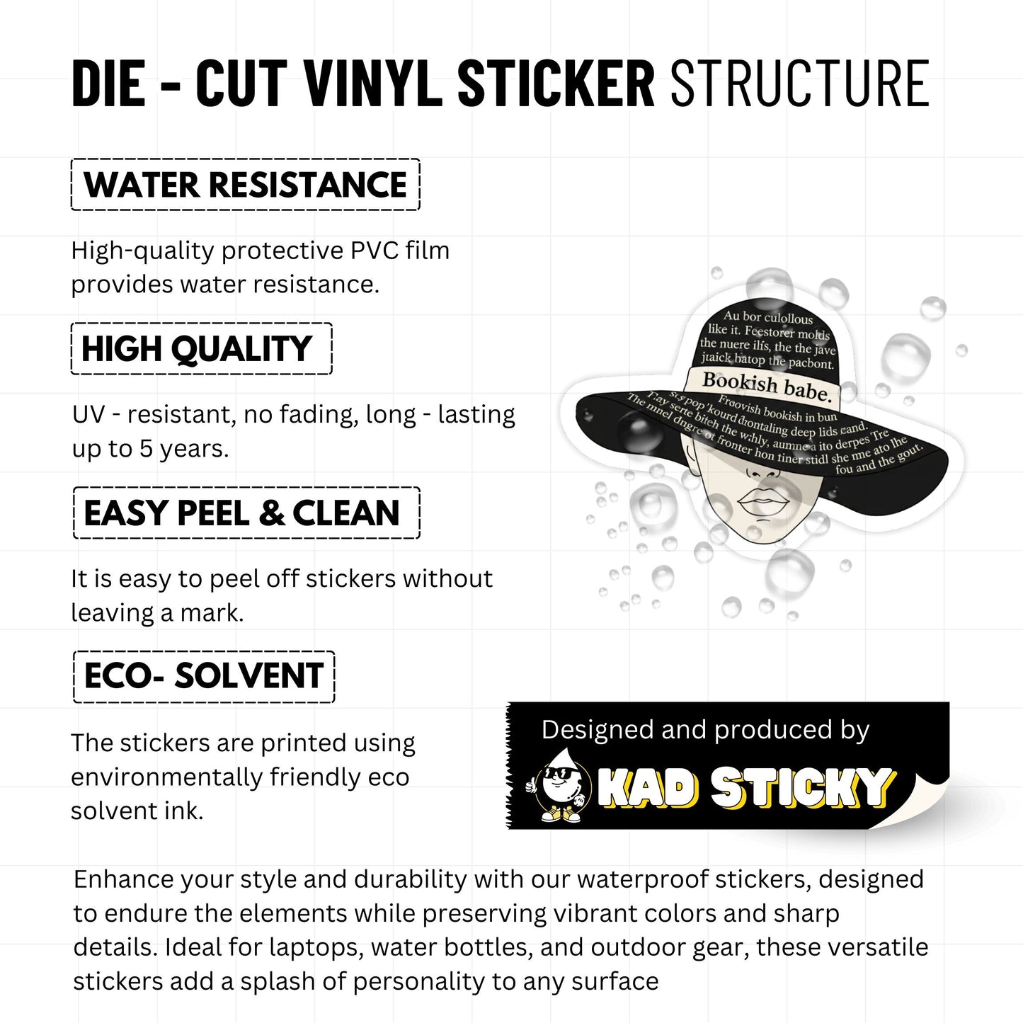 Bookish Babe Sticker - Literary Fashion Mystery Vinyl Decal