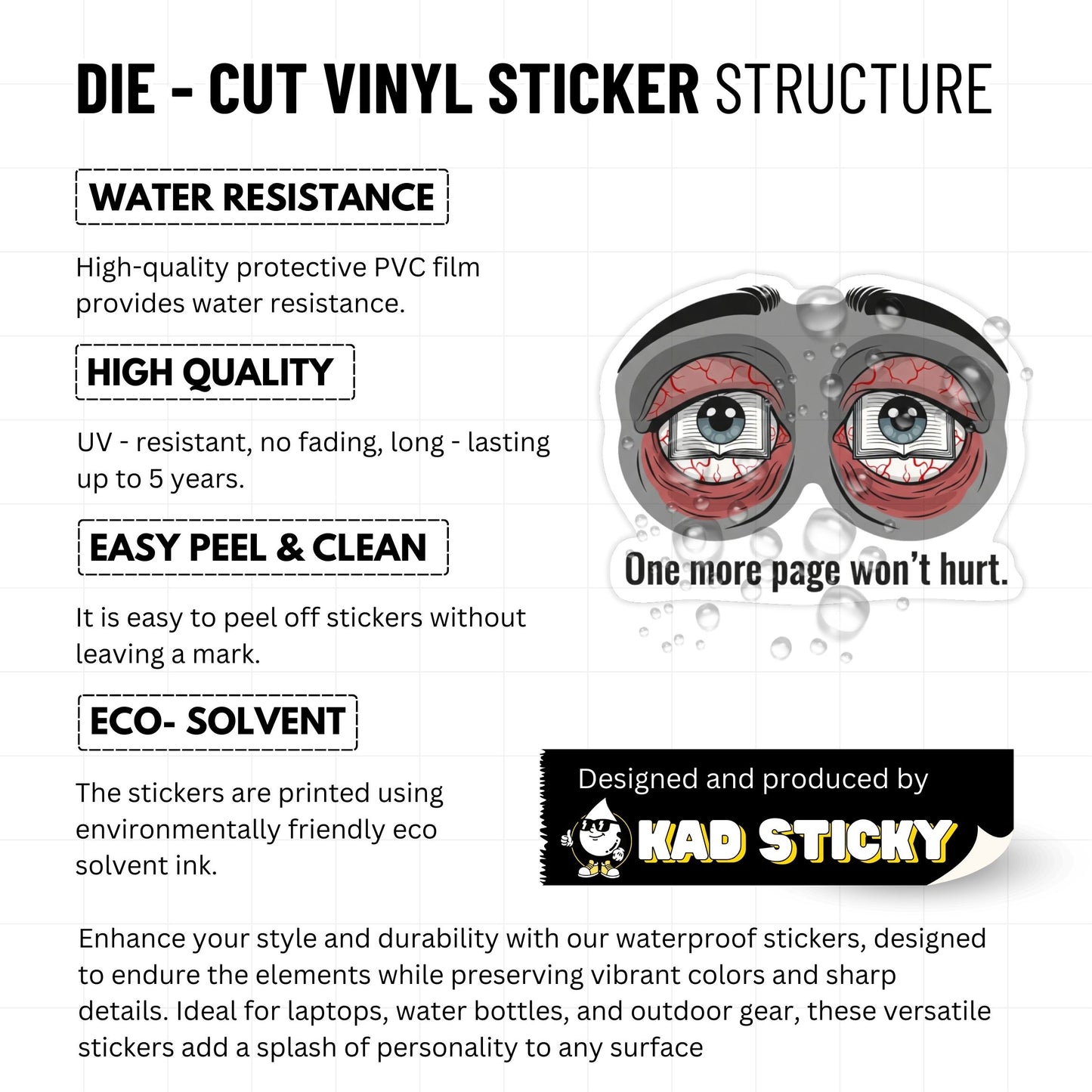 Bookish Sticker - One More Page Won’t Hurt - Matte Vinyl Decal