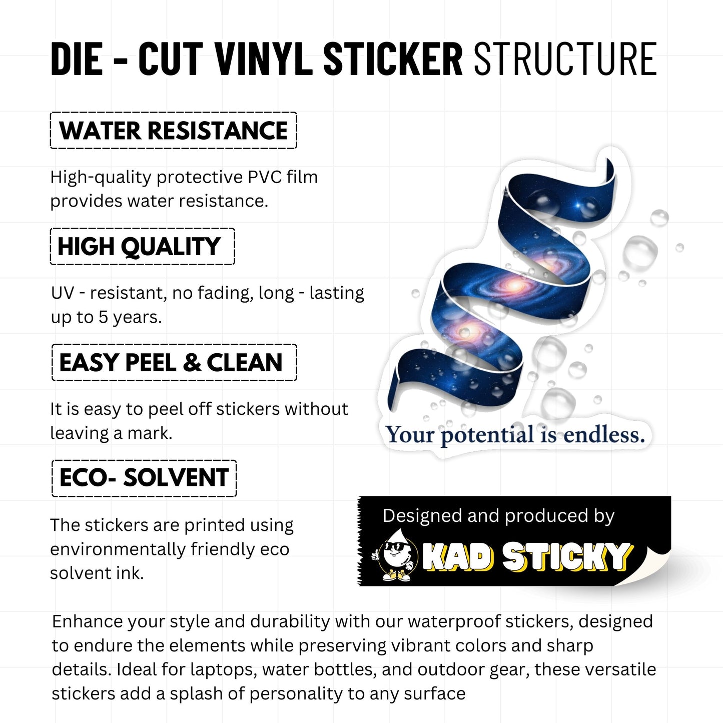 Bookish Aesthetic Sticker - Your Potential is Endless Galaxy Design