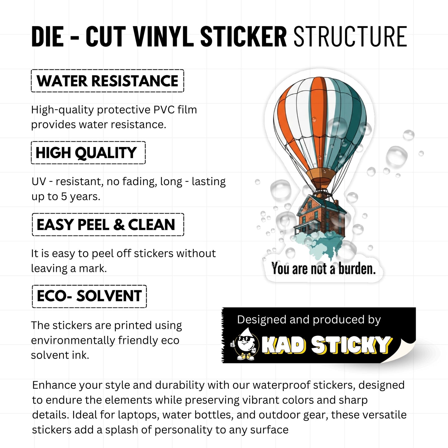 "You Are Not A Burden" Mental Health Sticker - Surreal House Concept