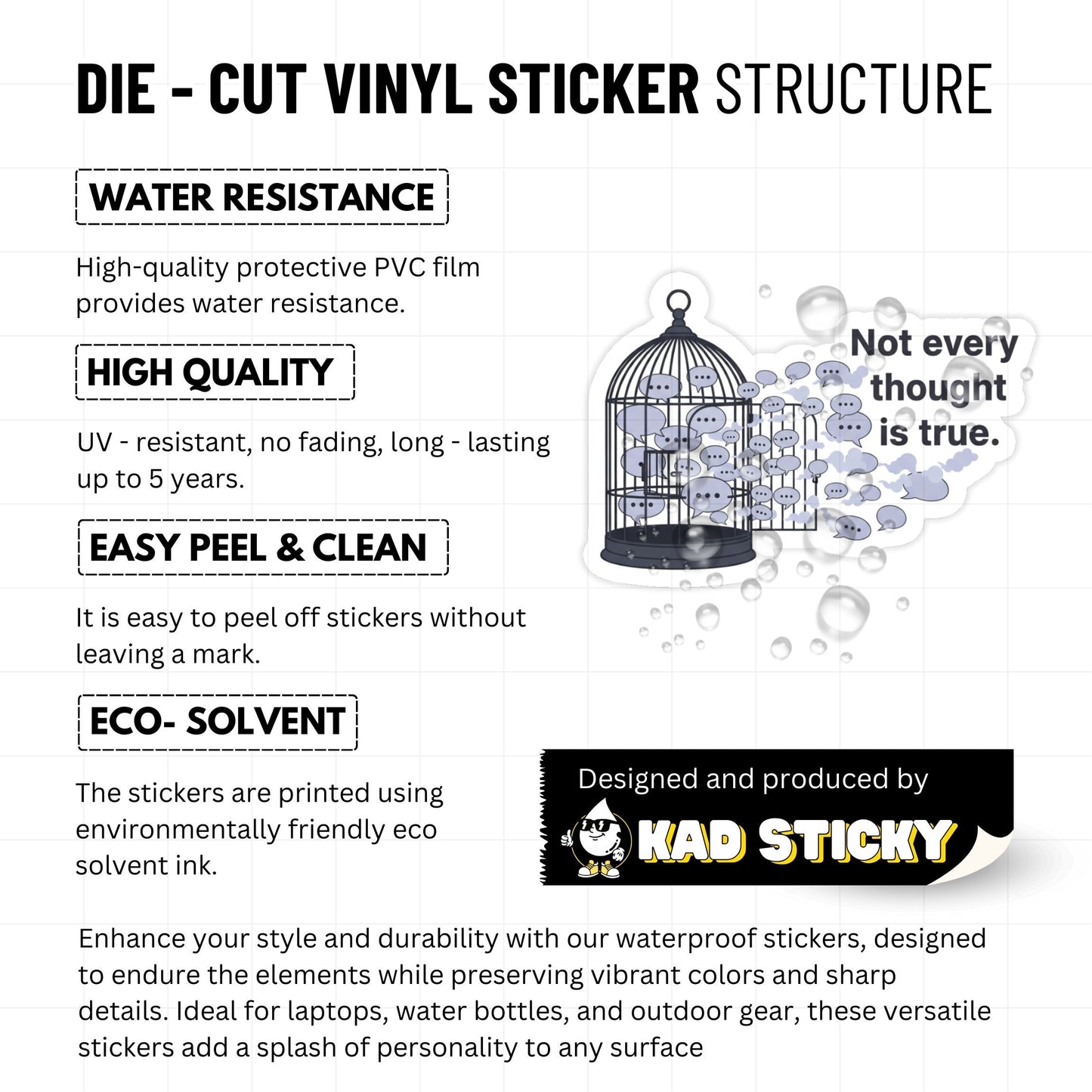 Not Every Thought is True Mental Health Sticker Birdcage Decal