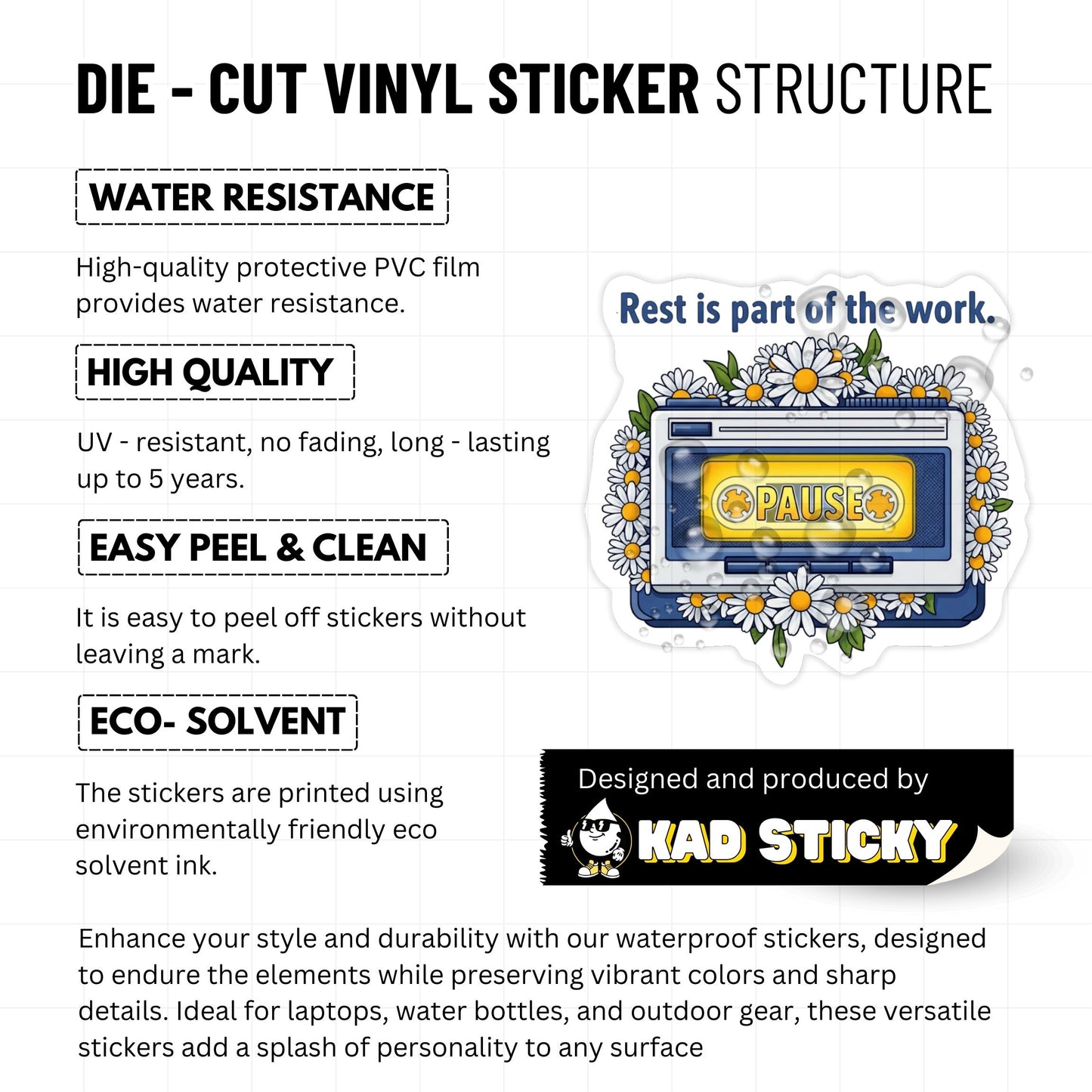 Rest Is Part Of The Work Mental Health Sticker Retro Cassette