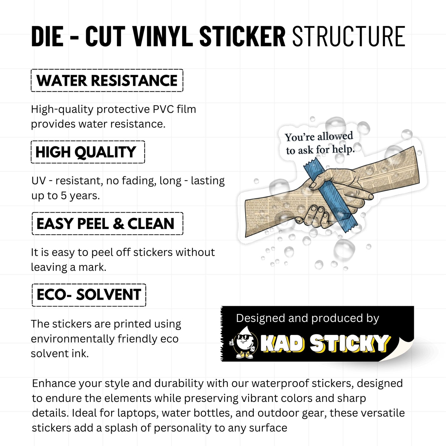 Mental Health Sticker - You're Allowed to Ask for Help Collage