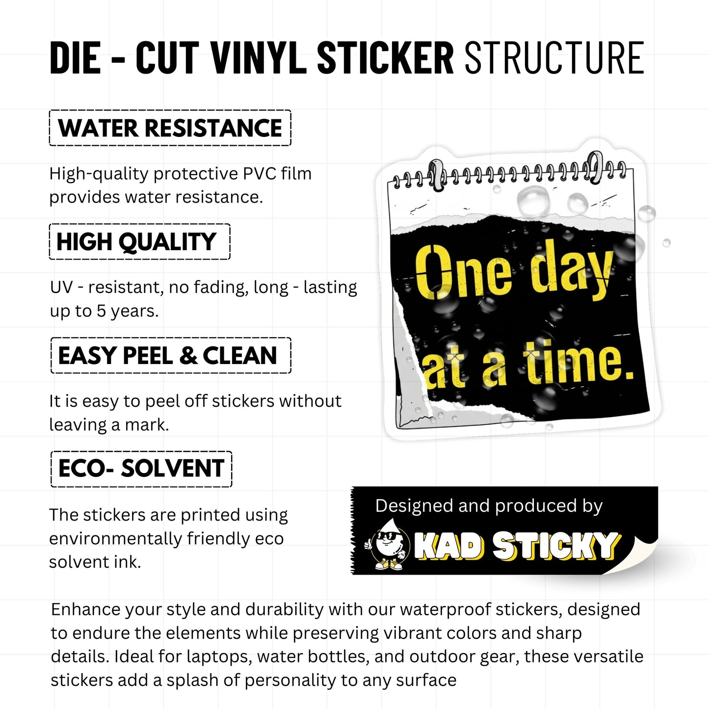 Mental Health Sticker - One Day at a Time Gritty Zine Decal