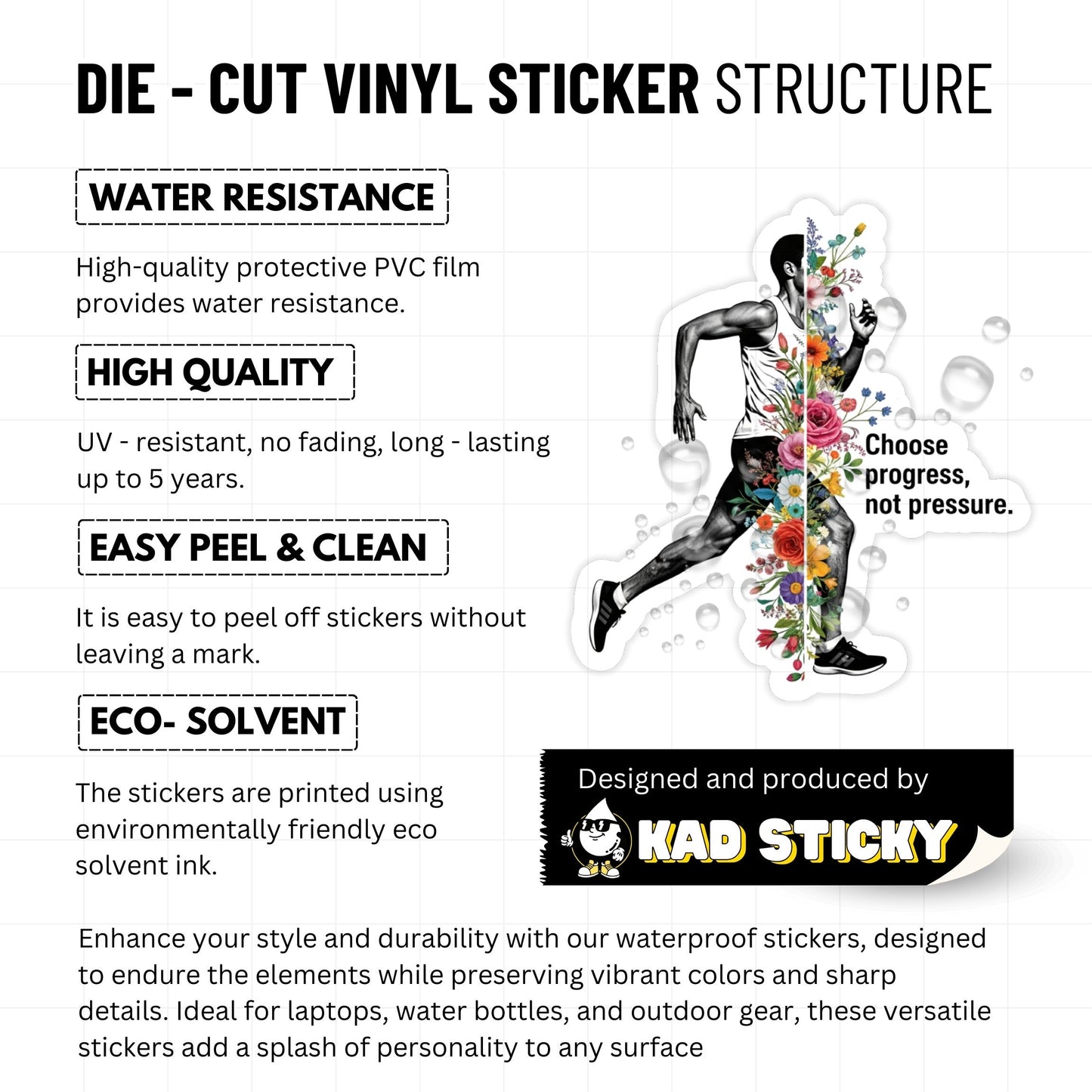 Self-Care Sticker - Choose Progress Not Pressure Collage