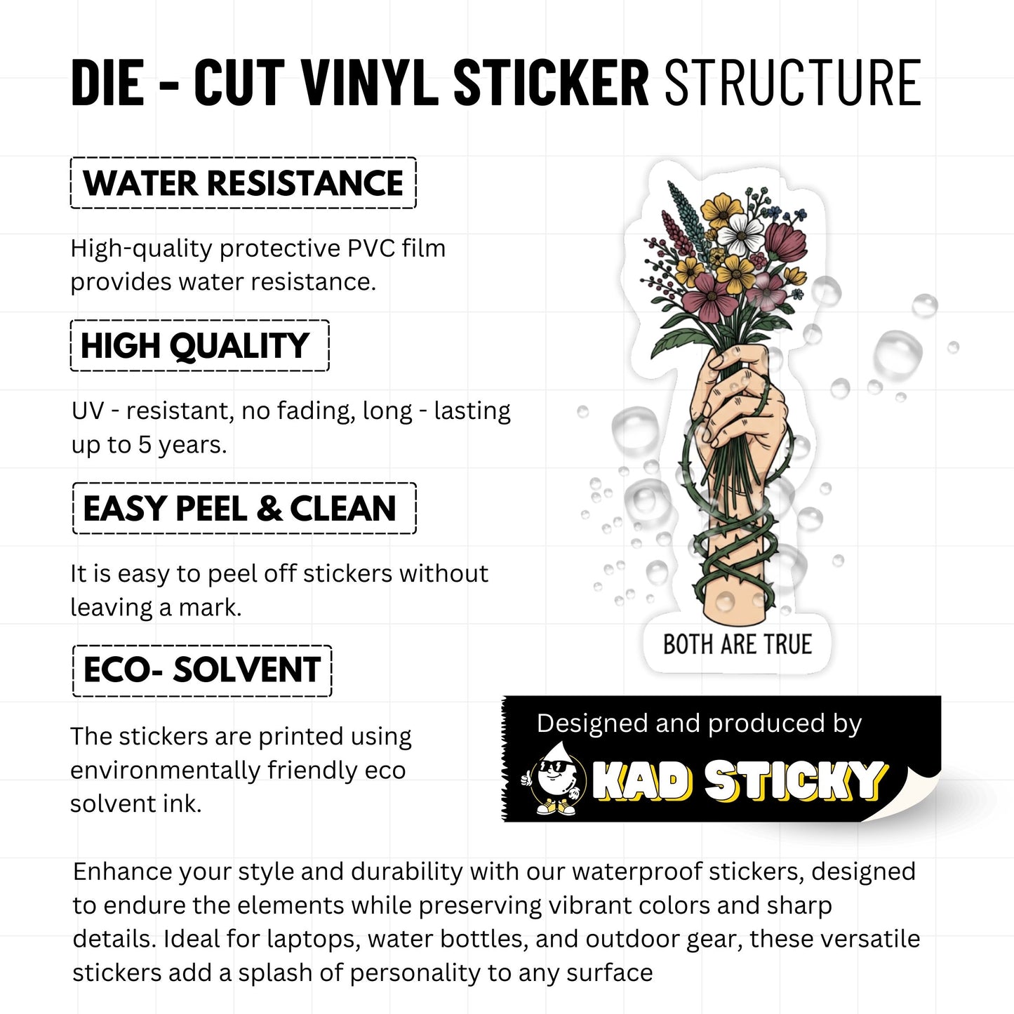 Mental Health Sticker Grateful and Struggling Both are True Floral