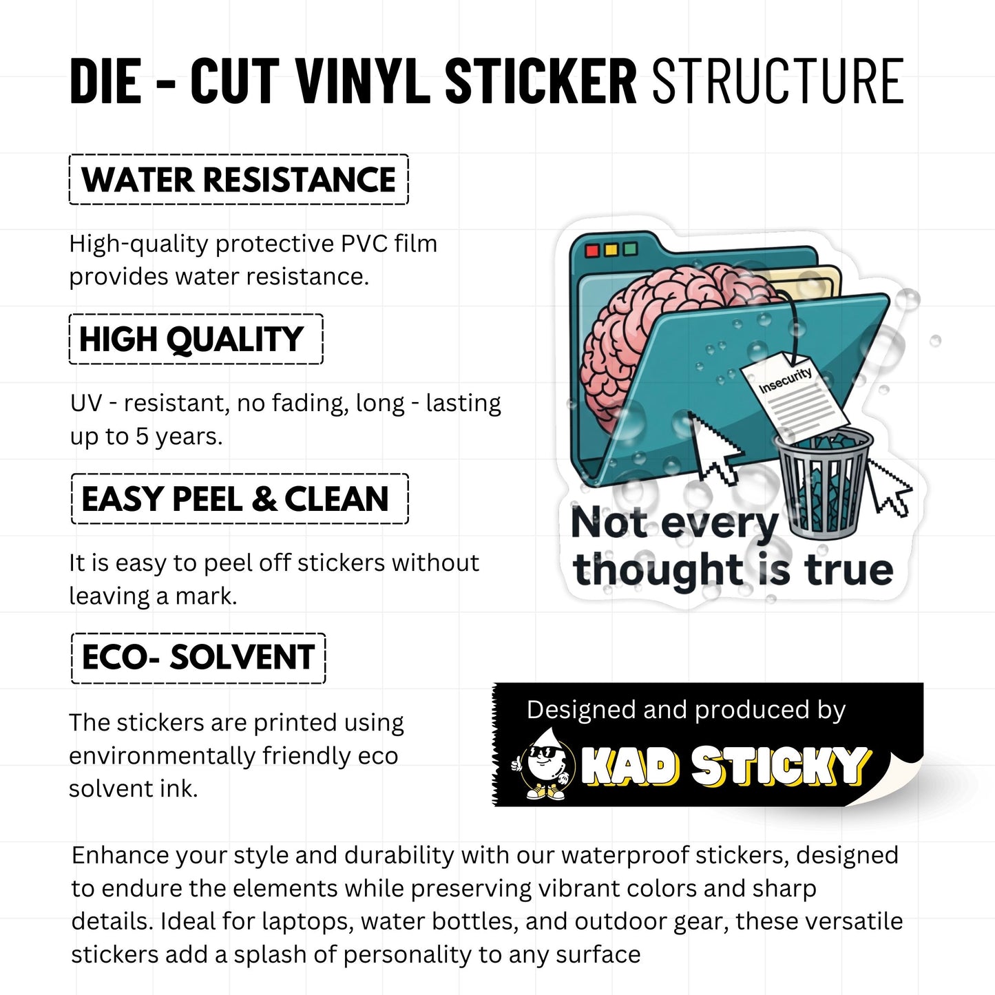 Mental Health Sticker - Not Every Thought Is True Retro Vinyl Decal