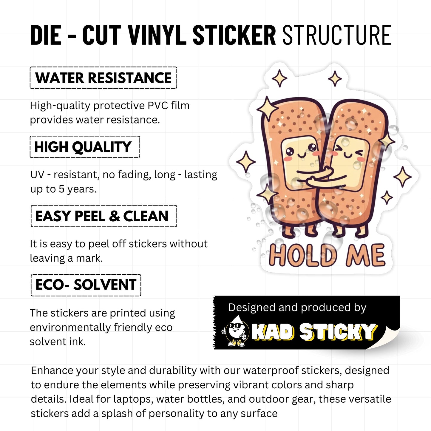 Self-Care Sticker - Hold Me Hugging Band-Aids Vinyl Decal