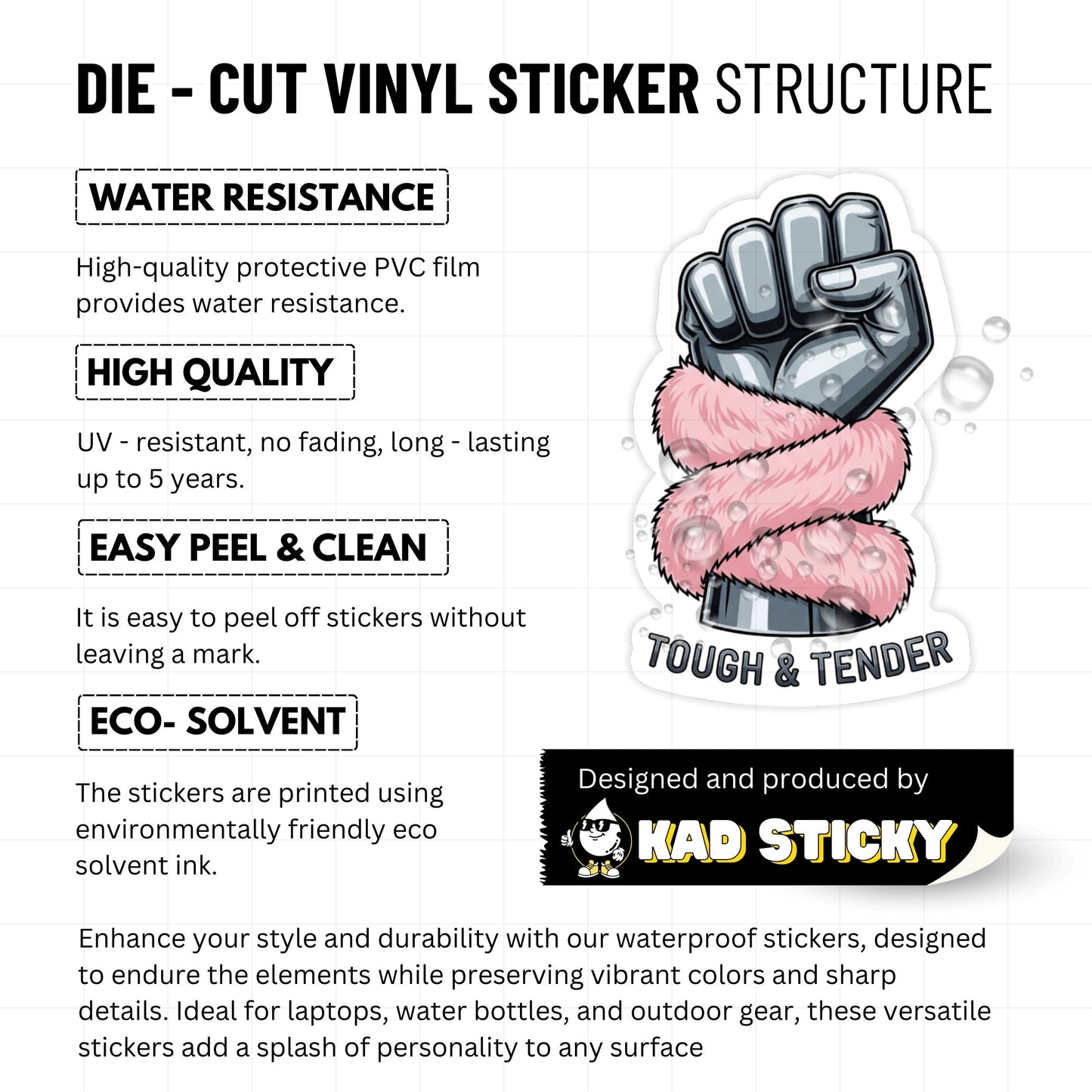 Tough and Tender Mental Health Sticker - Edgy Soft Matte Decal