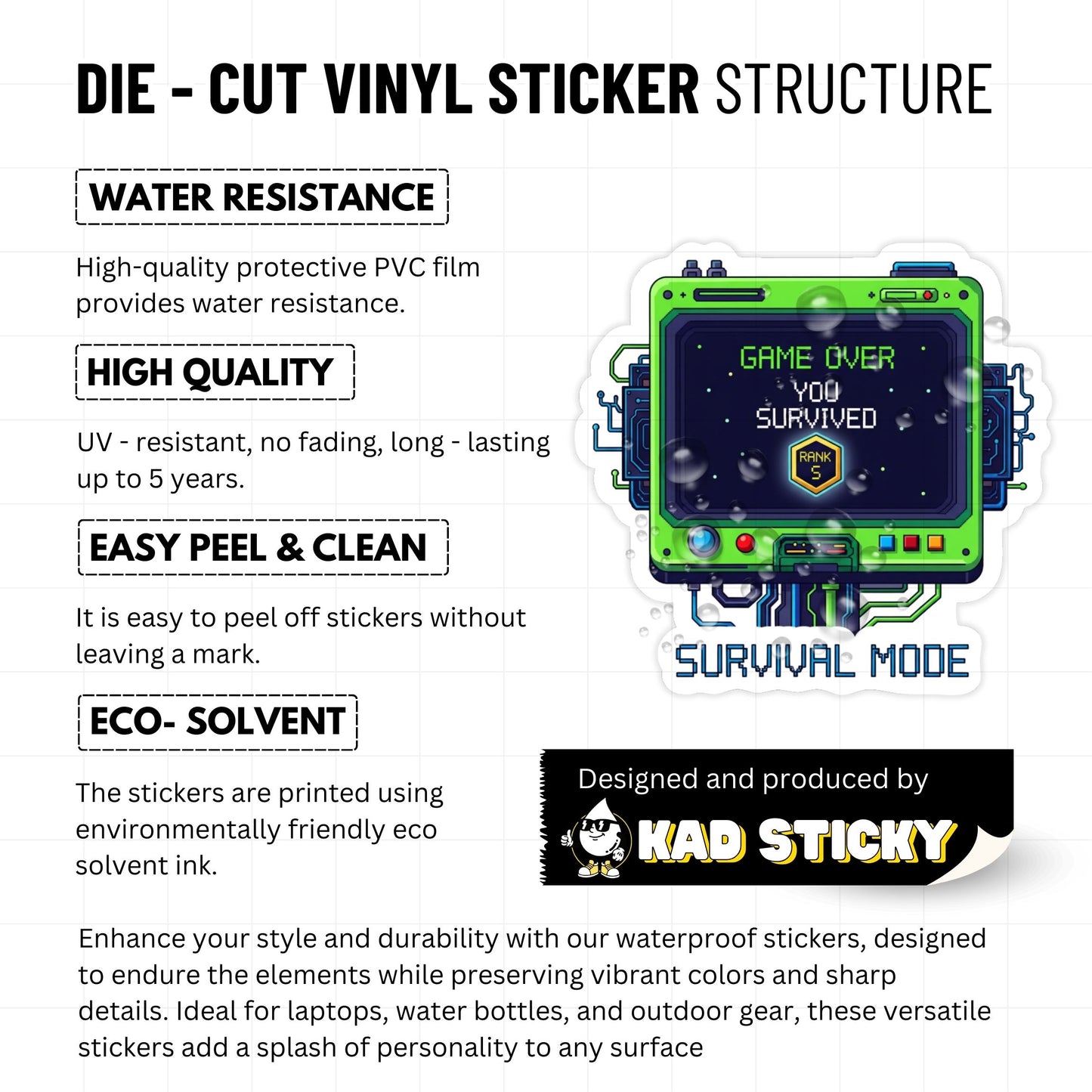Mental Health Sticker - Survival Mode Rank S Retro Pixel Decal