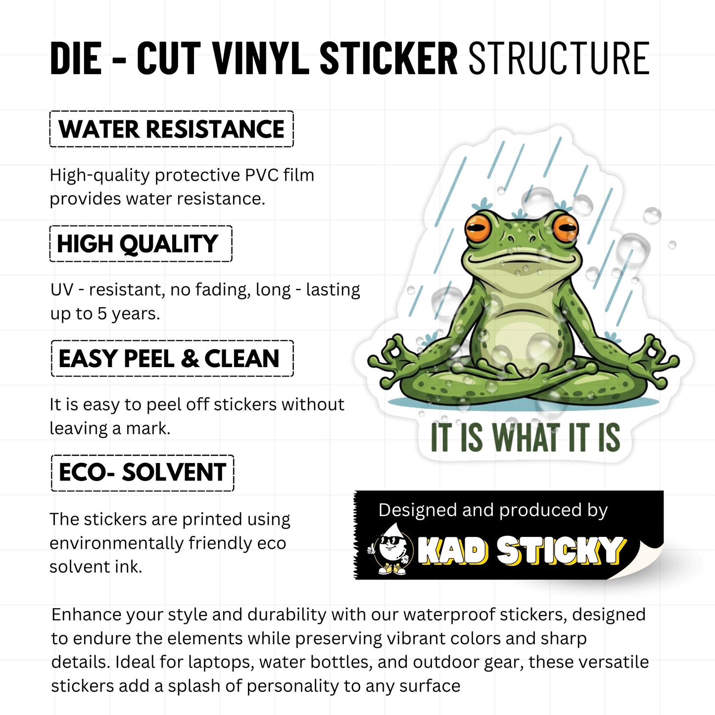 Radical Acceptance Sticker - Zen Frog It Is What It Is Vinyl