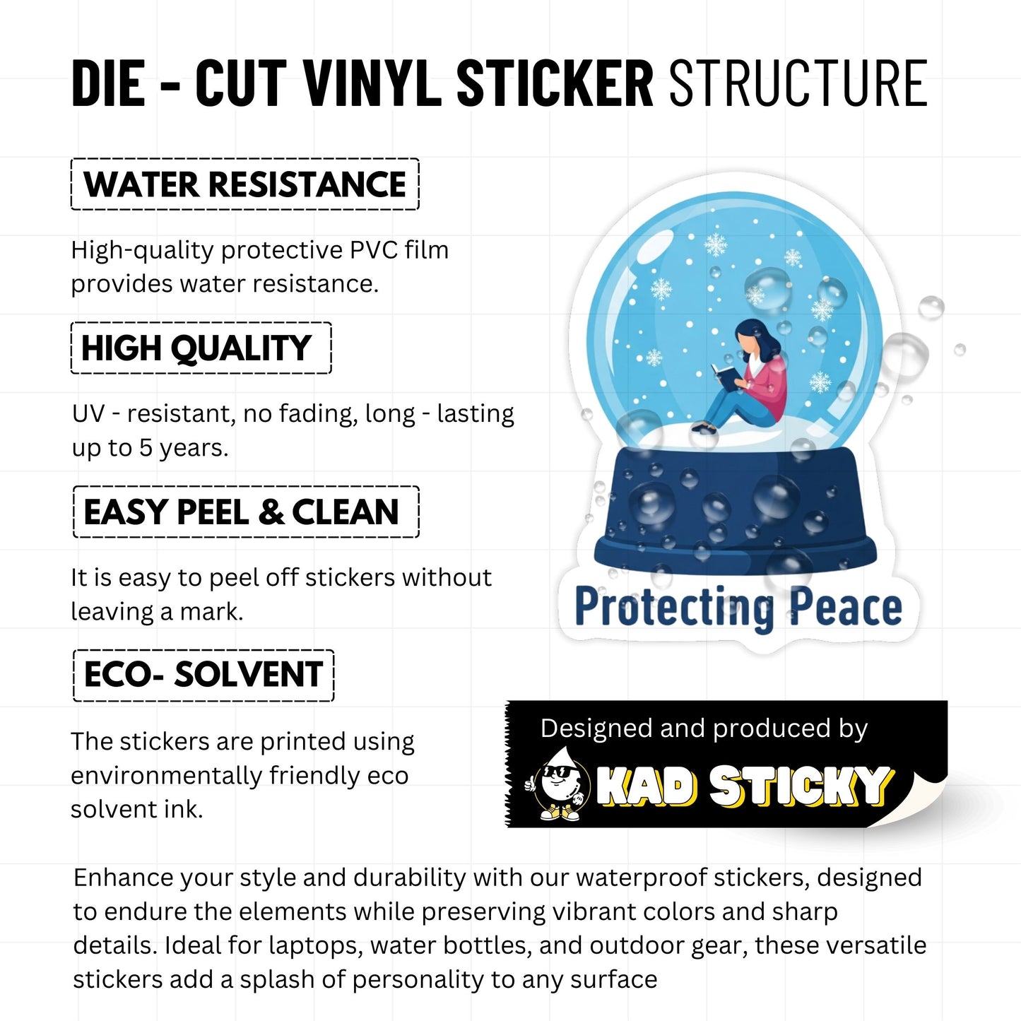 Peace Is A Priority Mental Health Sticker - Serene Snow Globe Vinyl