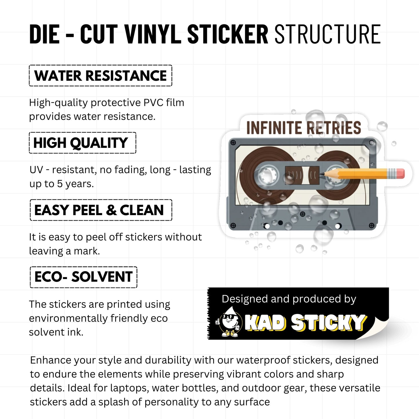 "Start Again" Cassette Tape Mental Health Sticker - Matte Vinyl