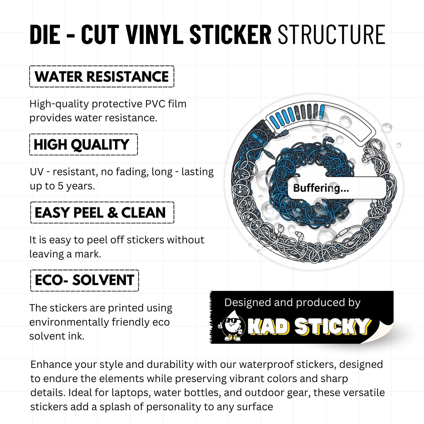 Brain Buffering ADHD Sticker - Tangled Wire Graphic Vinyl