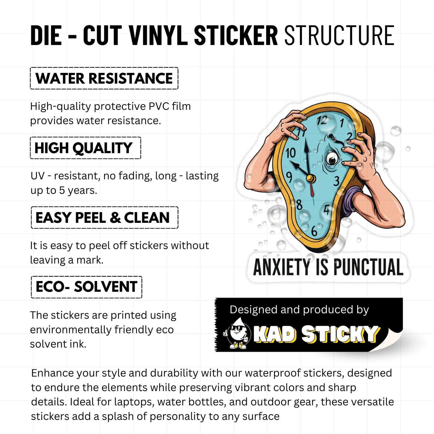 Time Is Fake Anxiety Punctual - Neurodivergent Humor Sticker