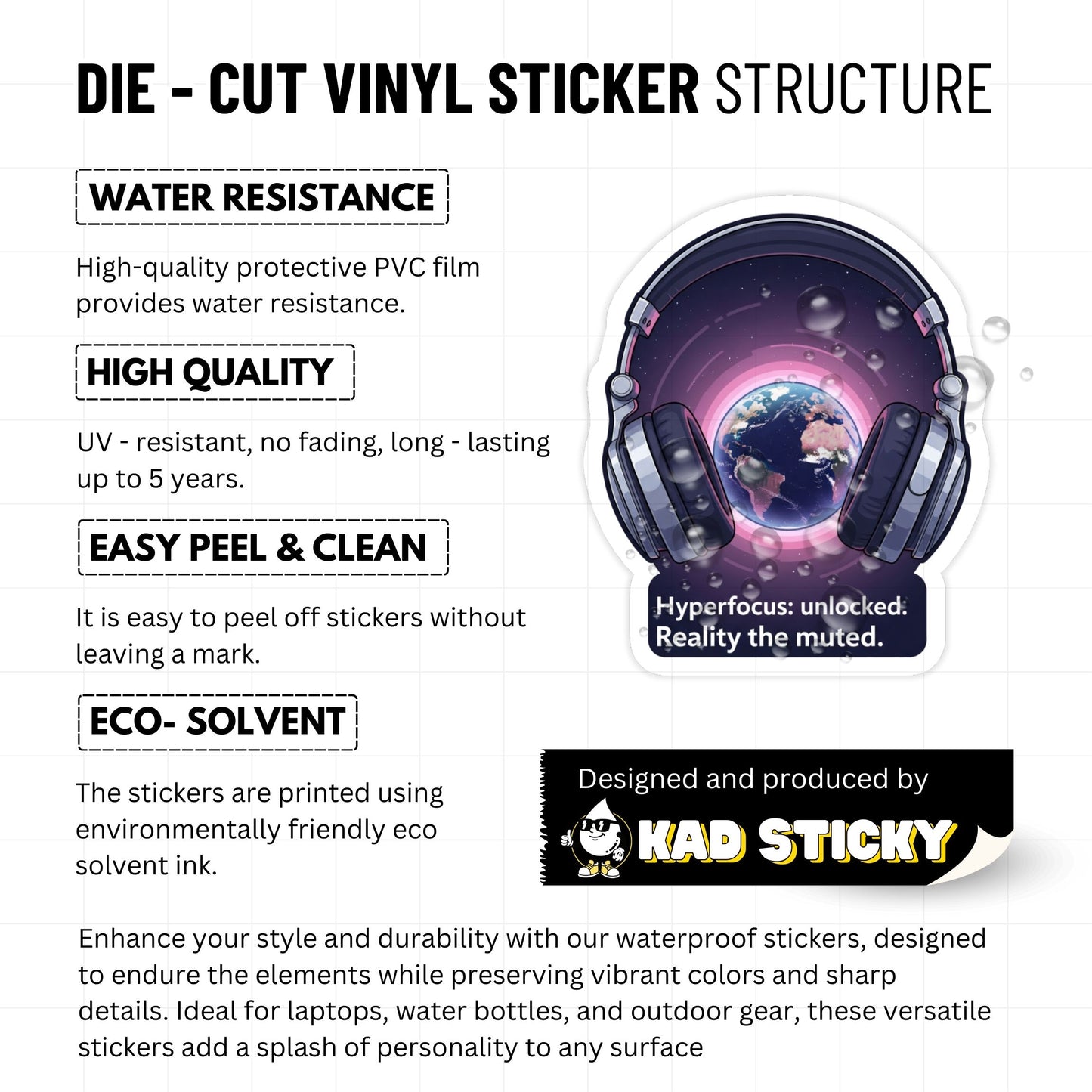 ADHD Hyperfocus Sticker - Reality Muted Vinyl Decal