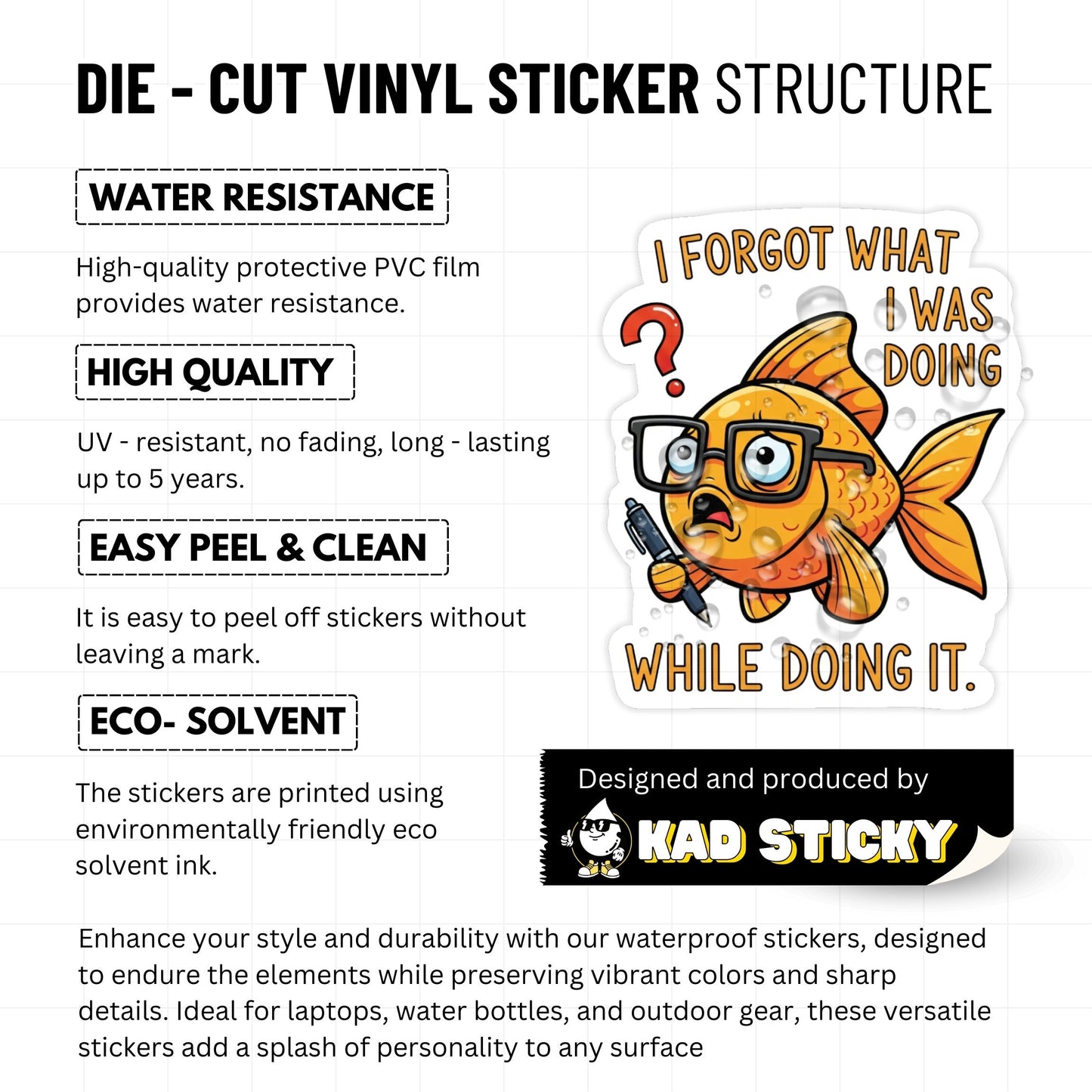 Neurodivergent Humor Sticker - Buffer Overflow Goldfish Vinyl Decal