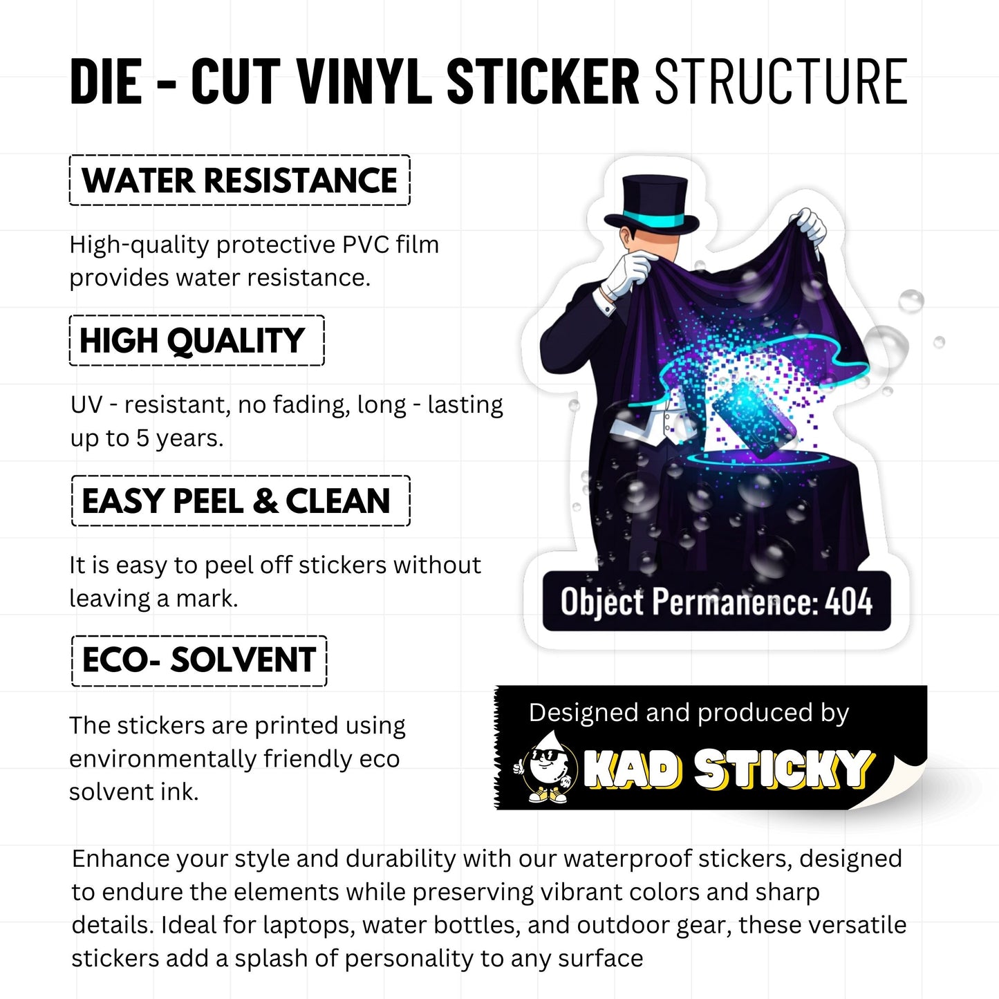 ADHD Object Permanence Sticker - Pixel Error 404 Magician Decal