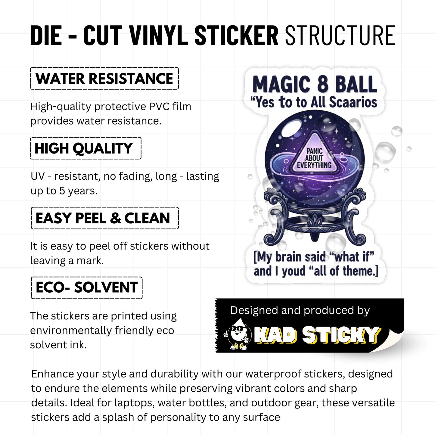 Overthinking Sticker Magic 8 Ball What If Anxiety Vinyl Decal