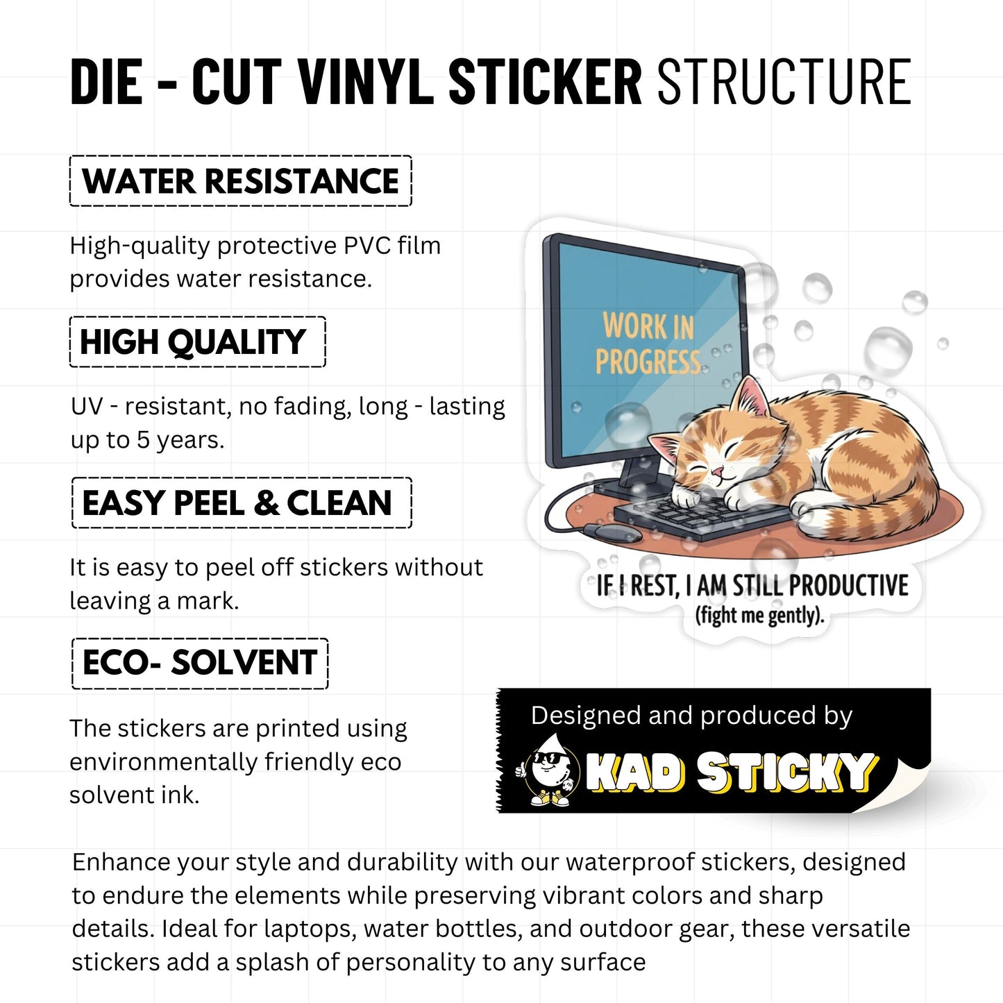 Neurodivergent Cat Sticker - Rest is Productive Vinyl Decal