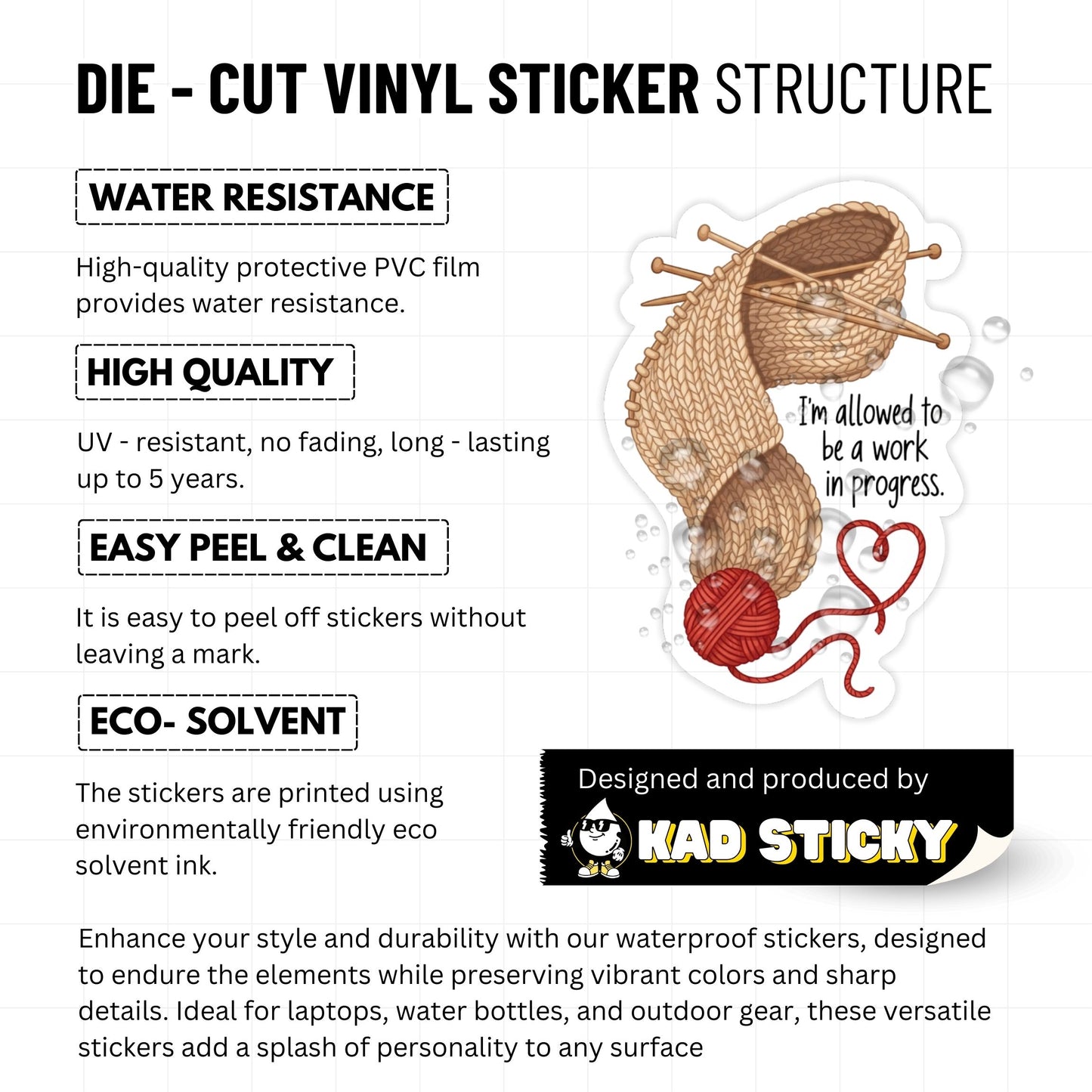 Work in Progress Sticker - Still Knit-Picking Neurodivergent Decal