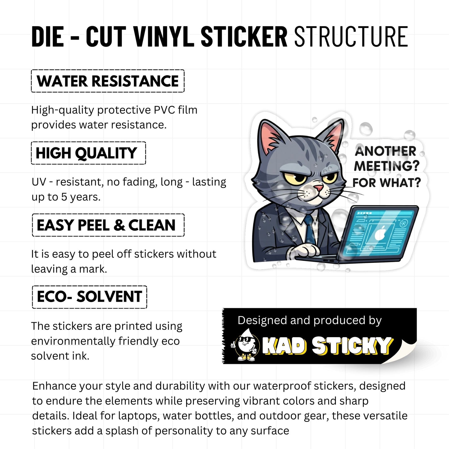 Another Meeting For What Funny Work Sticker Judgmental Cat Decal