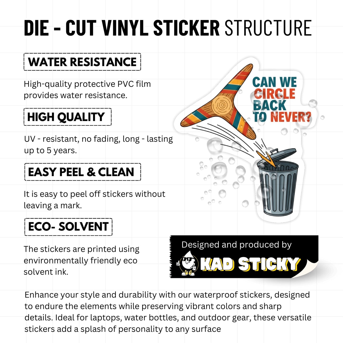 Funny Corporate Humor Sticker - Circle Back to Never Boomerang