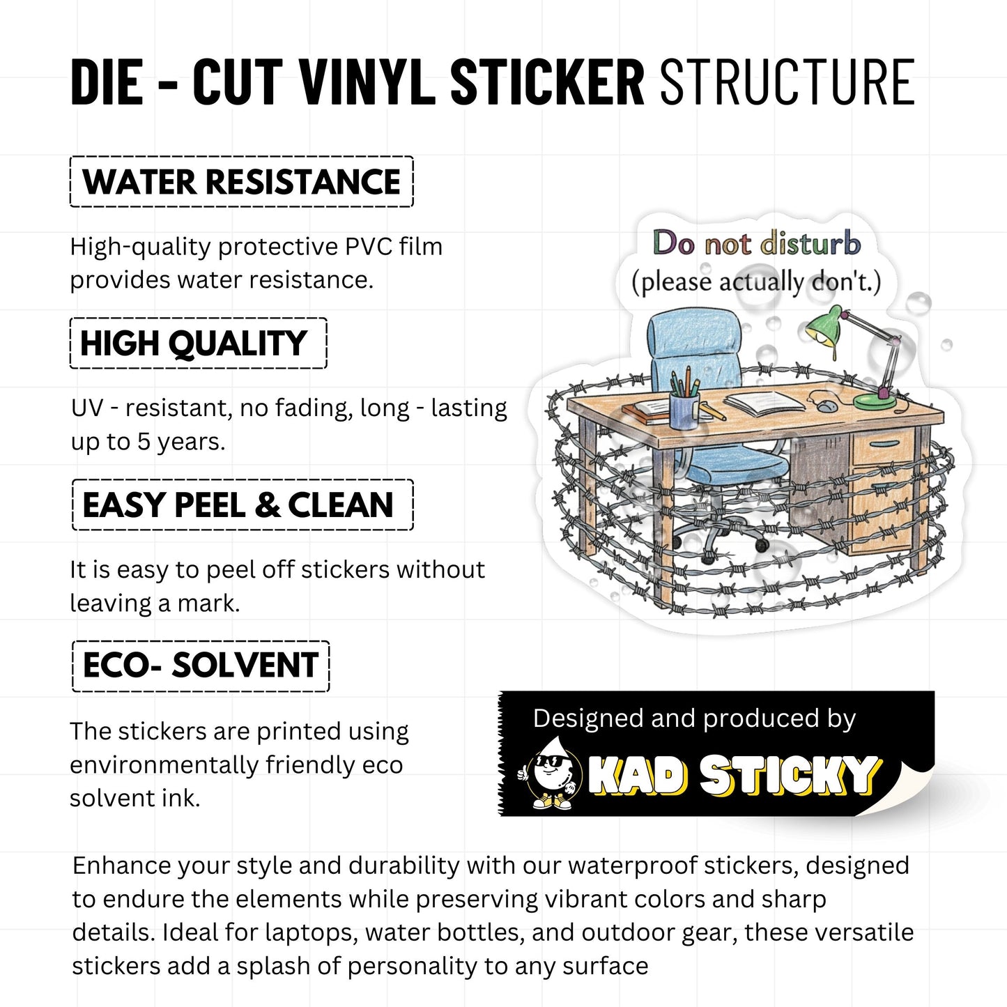 Funny Do Not Disturb Sticker - Actually Don't Barbed Wire Vinyl