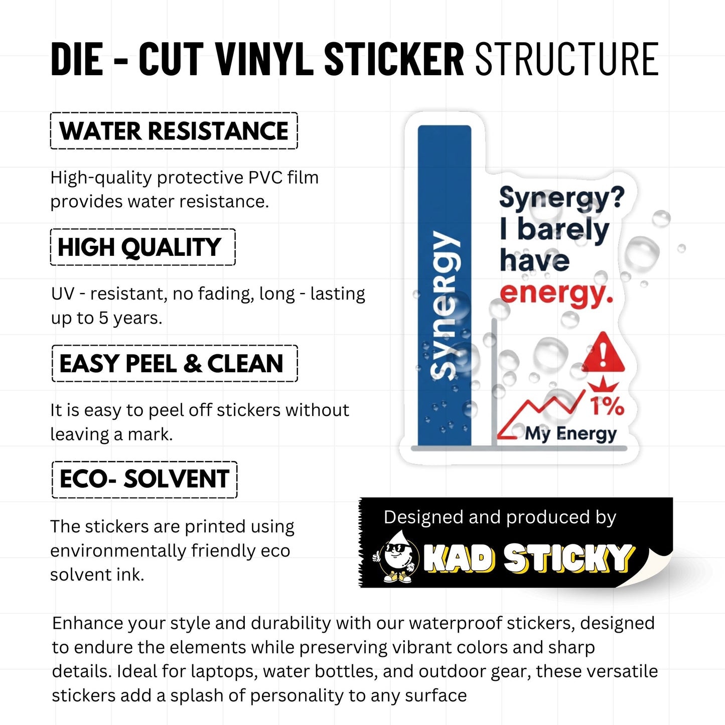 Funny Work Sticker - Synergy vs Energy Corporate Humor Decal