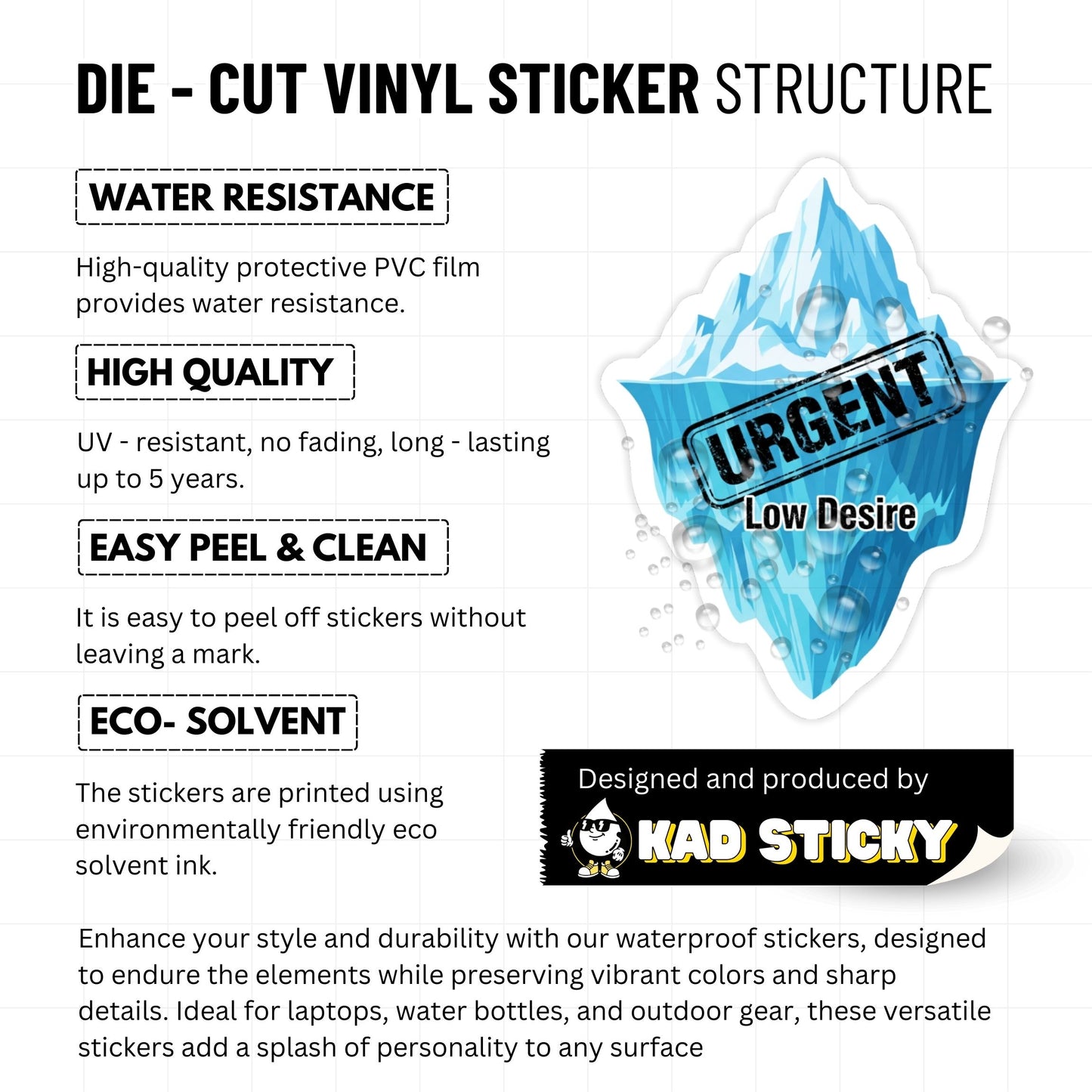 Funny Work Sticker - High Priority Low Desire Iceberg Decal