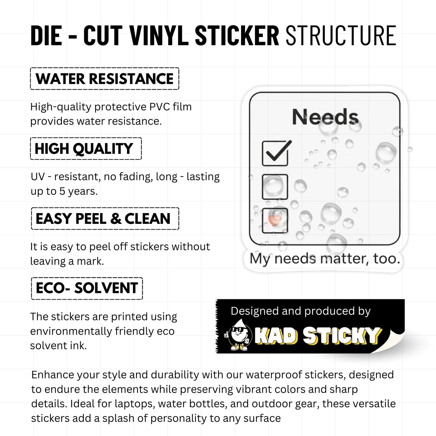 My Needs Matter Too Self-Worth Sticker - Checklist Design