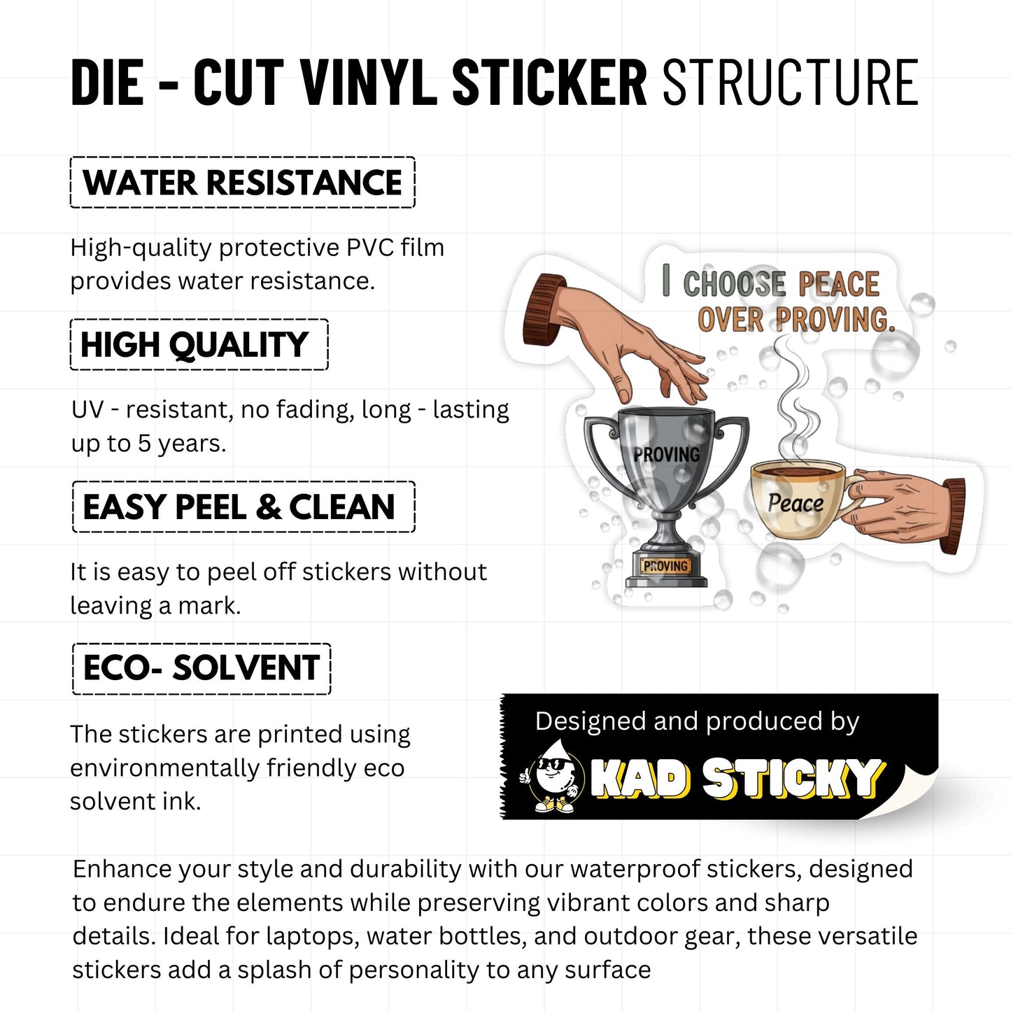 Peace Over Proving Sticker - Cozy Self-Worth Vinyl Decal