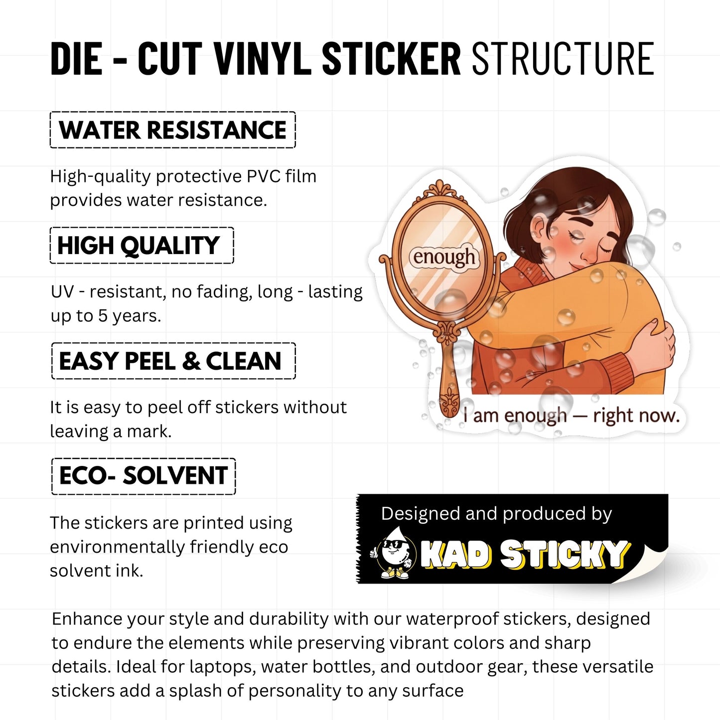 Self-Worth Sticker - I Am Enough Mirror Affirmation Decal