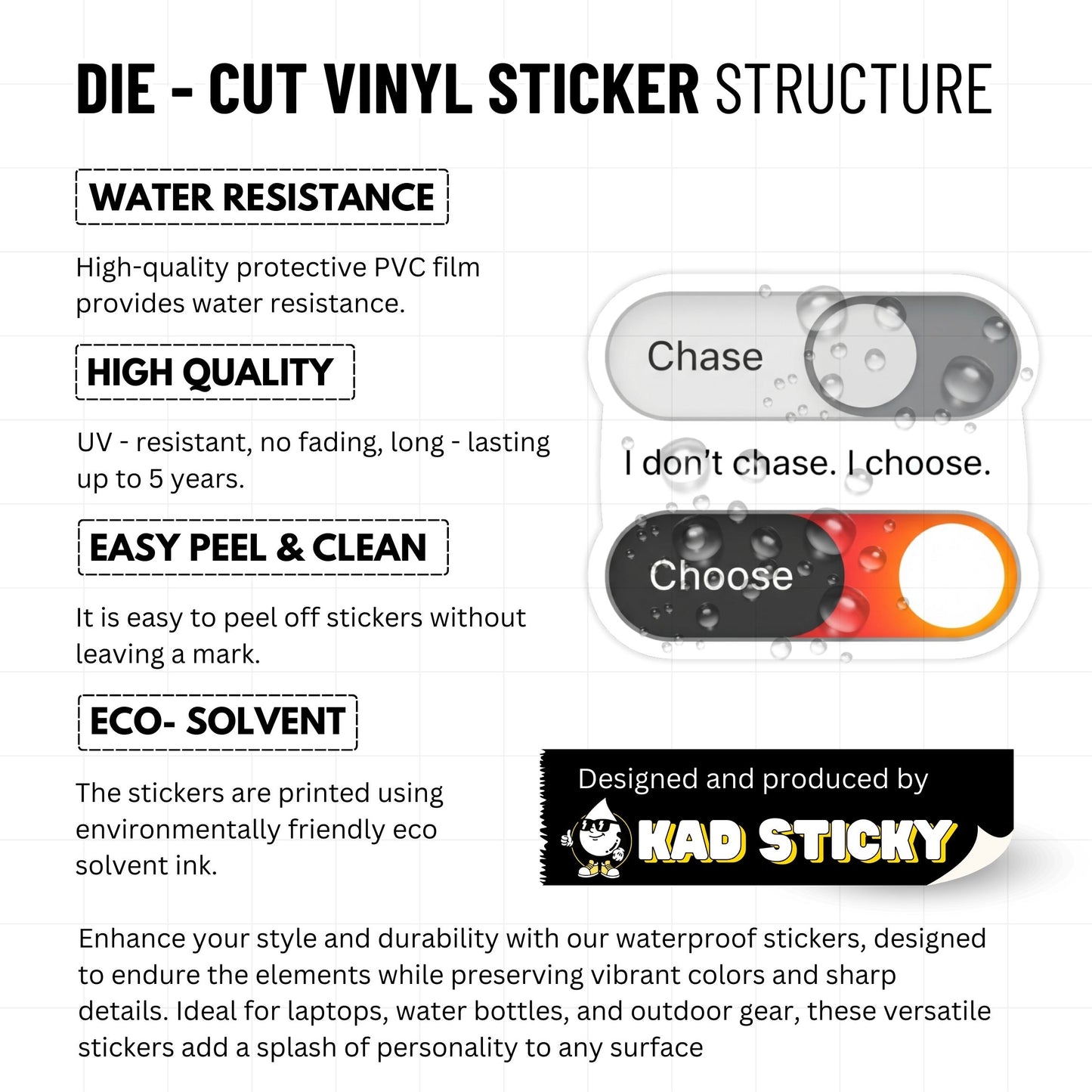 I Don’t Chase I Choose Empowerment Sticker - Self-Worth Decal