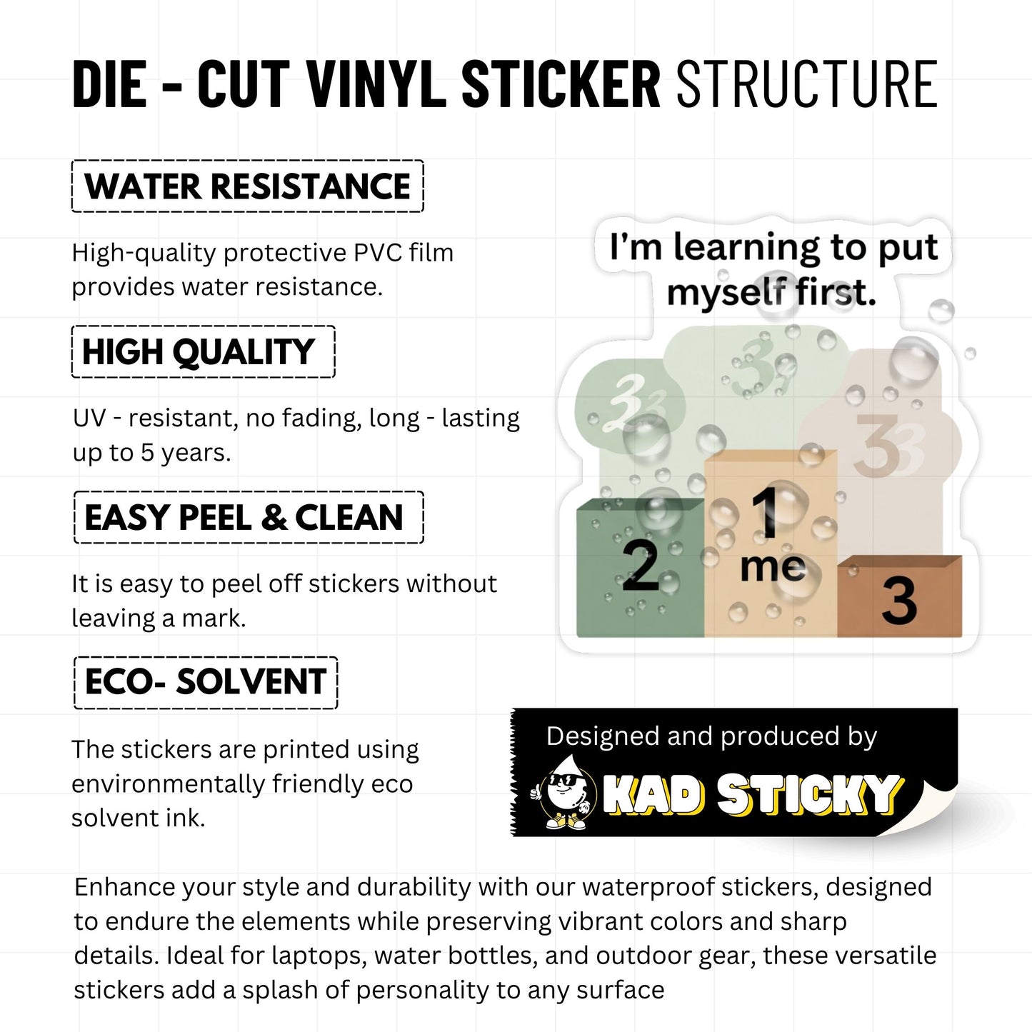 Learning to Put Myself First Self Care Sticker - Podium Design