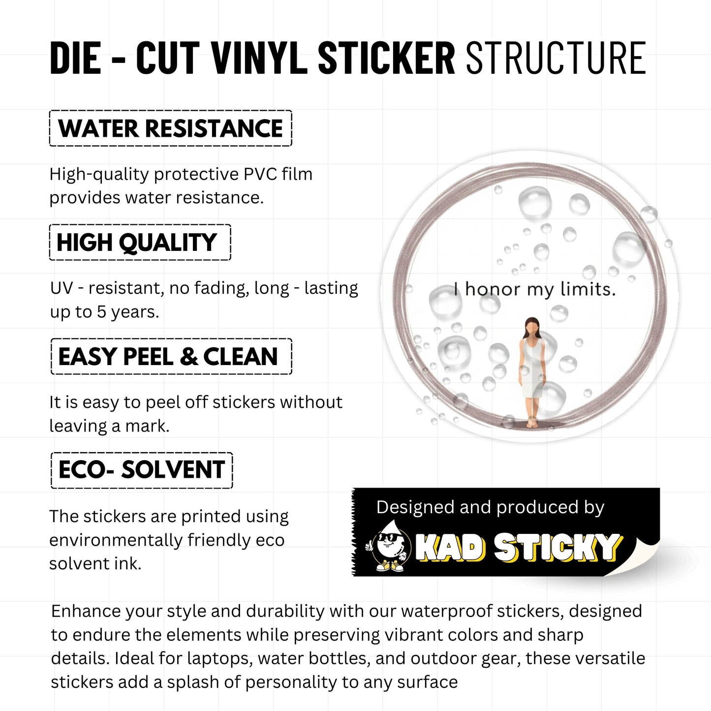 Boundaries Sticker - I Honor My Limits Minimalist Vinyl Decal