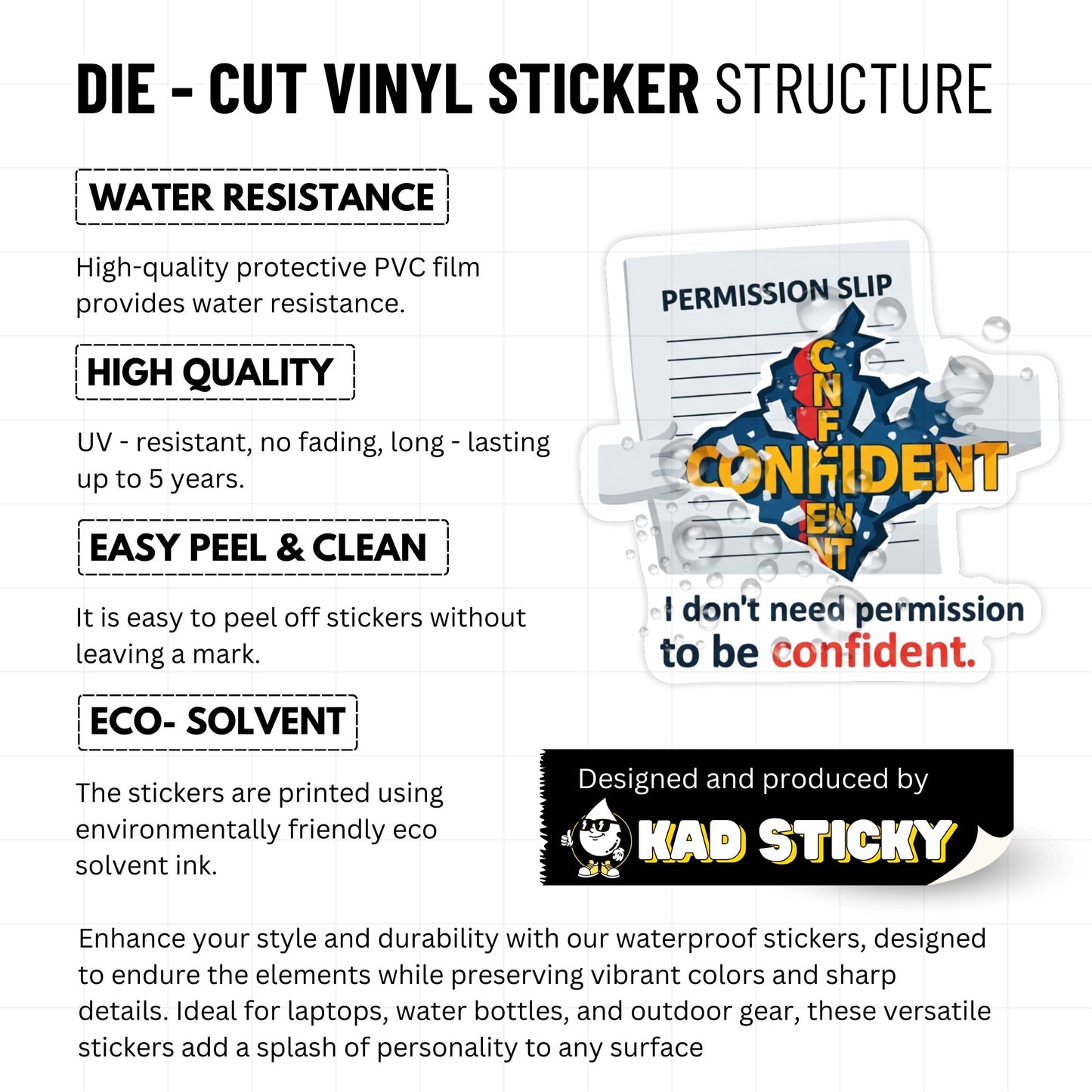 Confidence Quote Sticker - I Don't Need Permission Decal - Matte