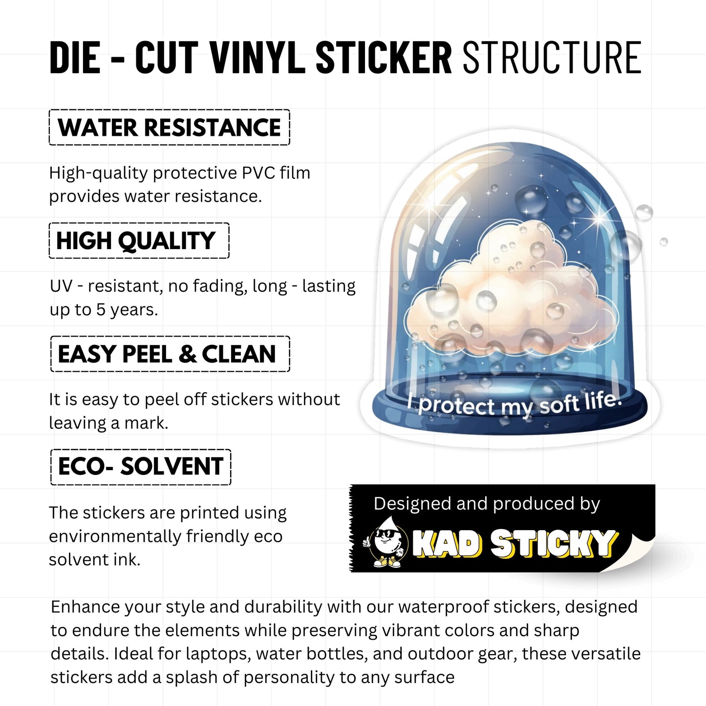 I Protect My Soft Life Sticker - Cozy Glass Dome Boundary Decal