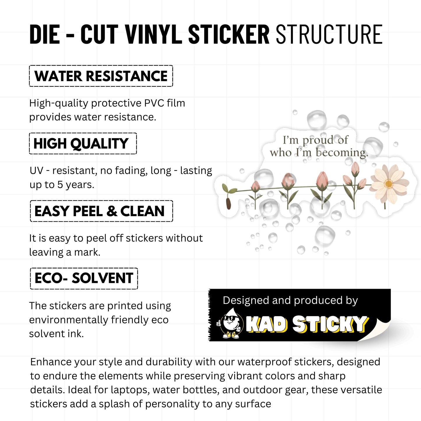 Self-Growth Sticker - I’m Proud of Who I’m Becoming - Bloom