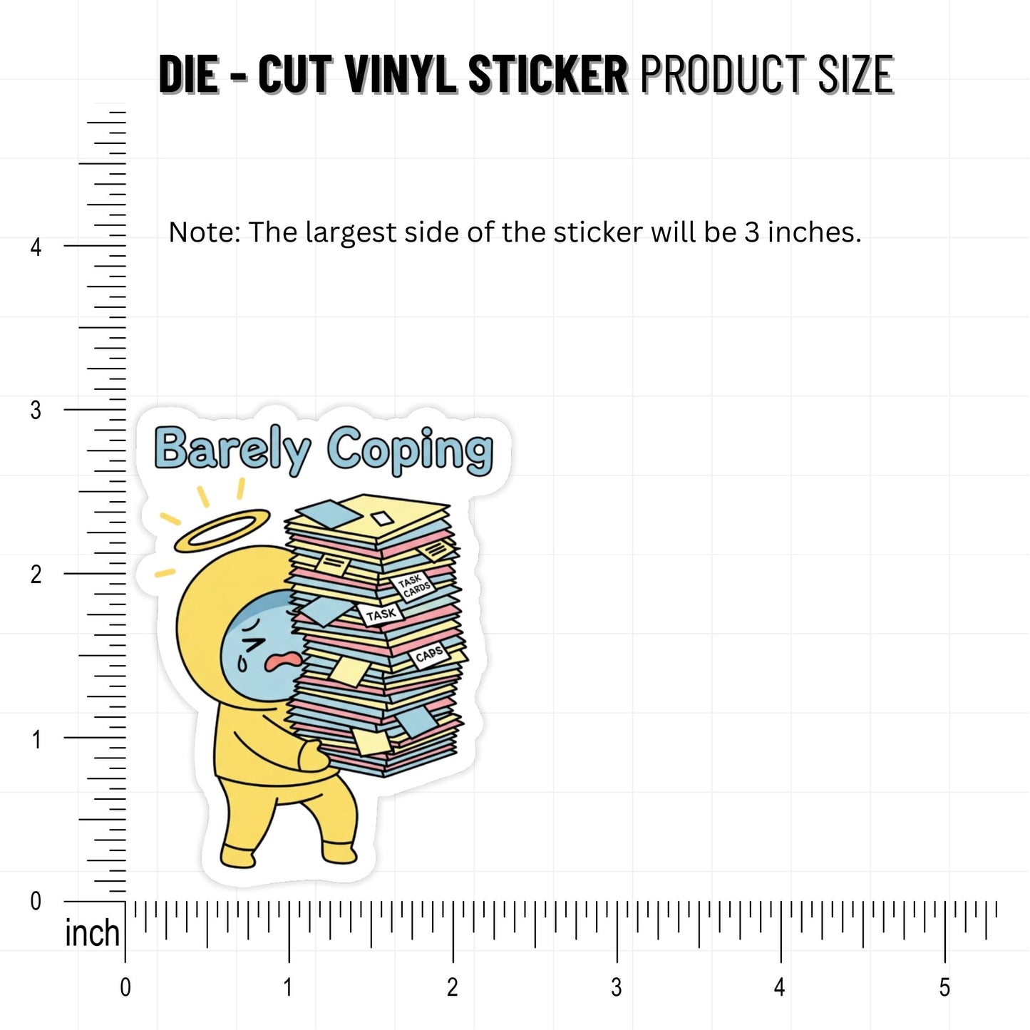 Sarcastic Burnout Sticker - Barely Coping Cute Pastel Decal