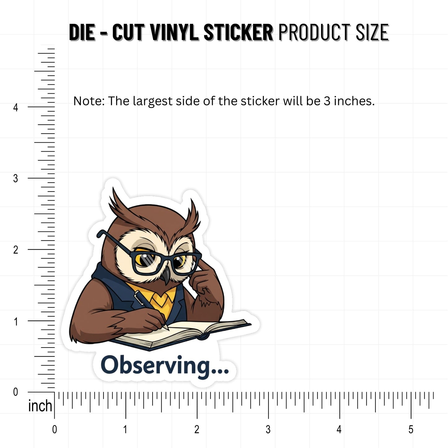 Sarcastic Introvert Sticker - Witty Observing Owl Vinyl Decal