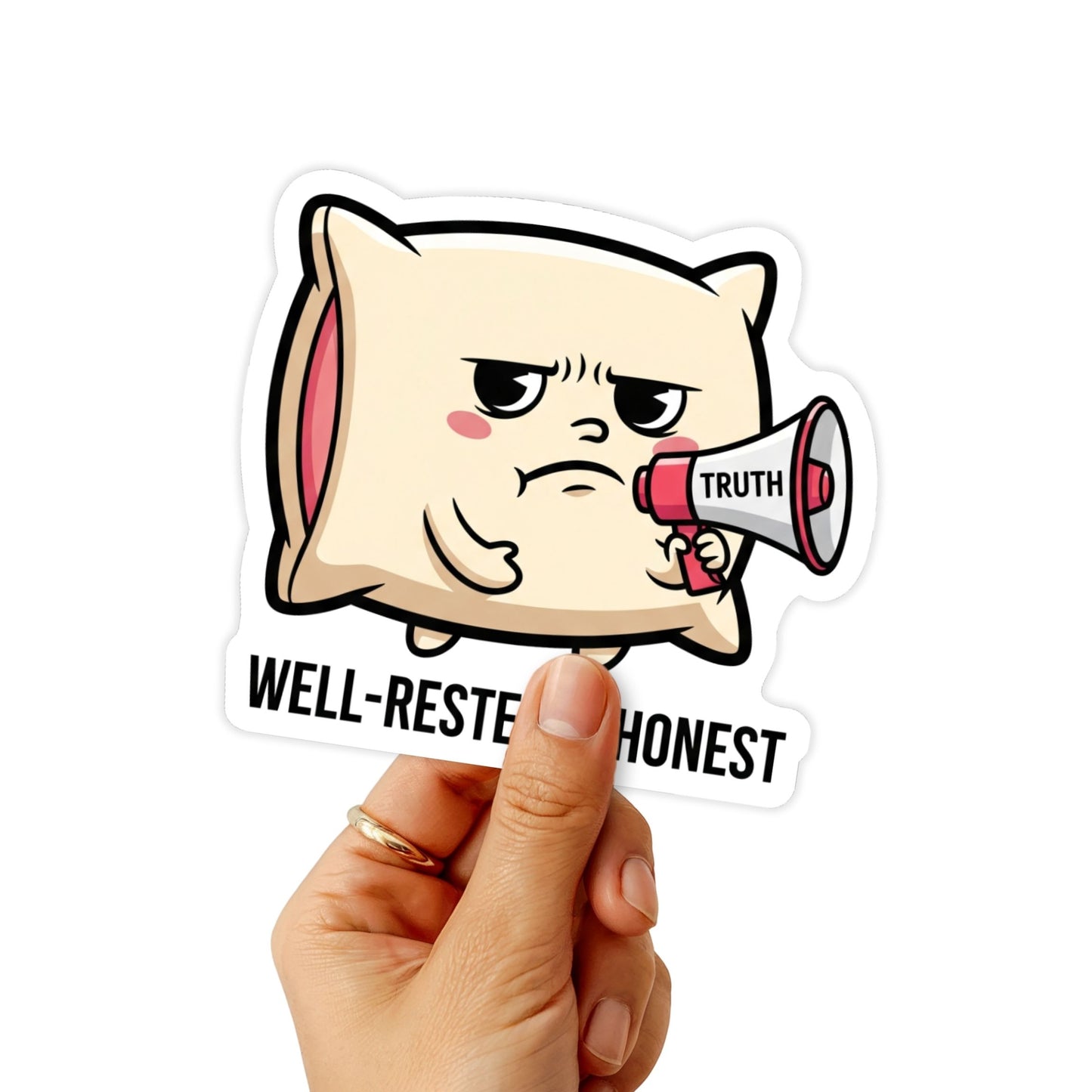 Funny Sarcastic Sticker - Well-Rested Honest Pillow Decal