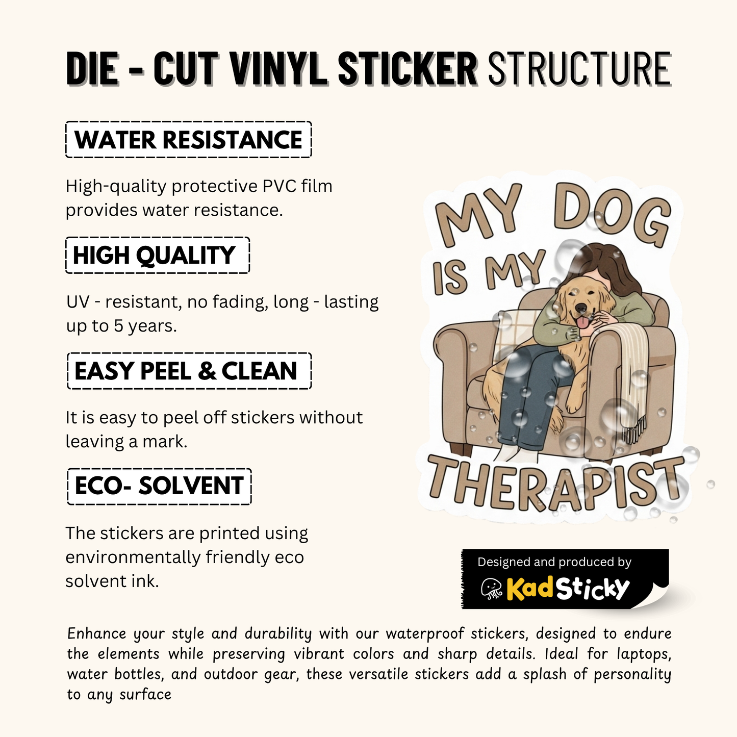 3PCs My Dog is My Therapist Sticker | Cozy Dog Lover Gift | Vinyl Decal