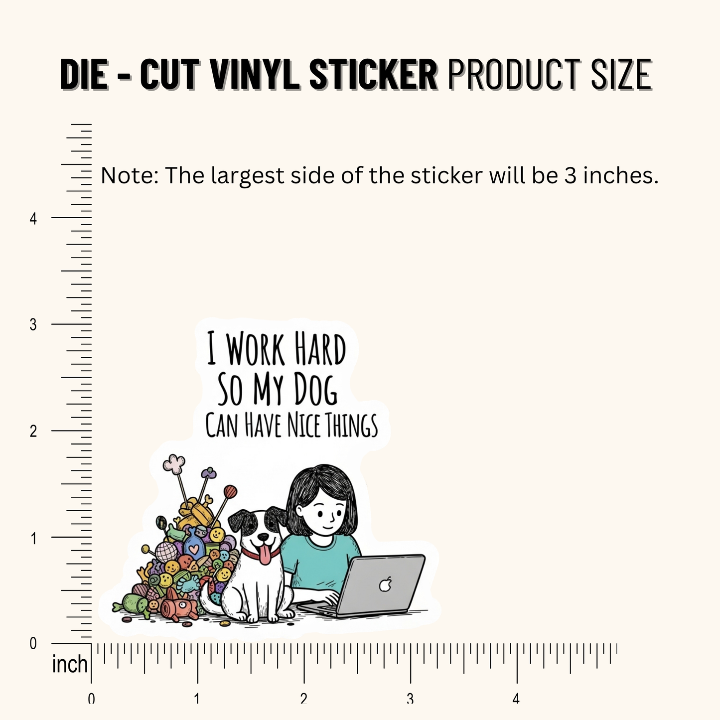 3PCs Work Hard So My Dog Sticker | Funny Dog Lover Vinyl Decal