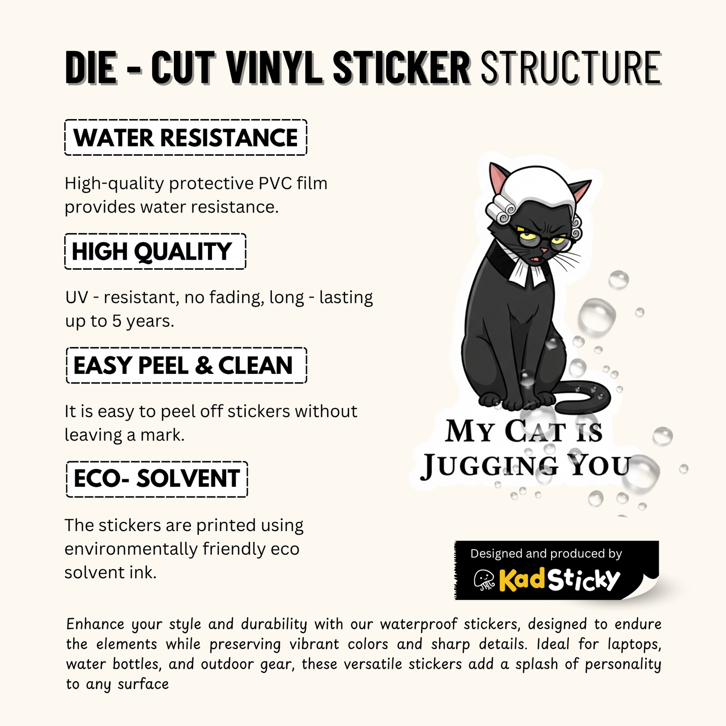 3PCs Funny Judging Cat Sticker | Sassy Cat Lover Gift | Vinyl Decal