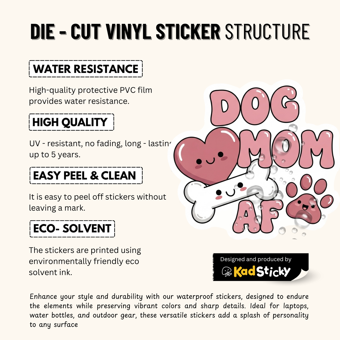 3PCs Dog Mom AF Sticker | Cute Vinyl Decal for Dog Lovers