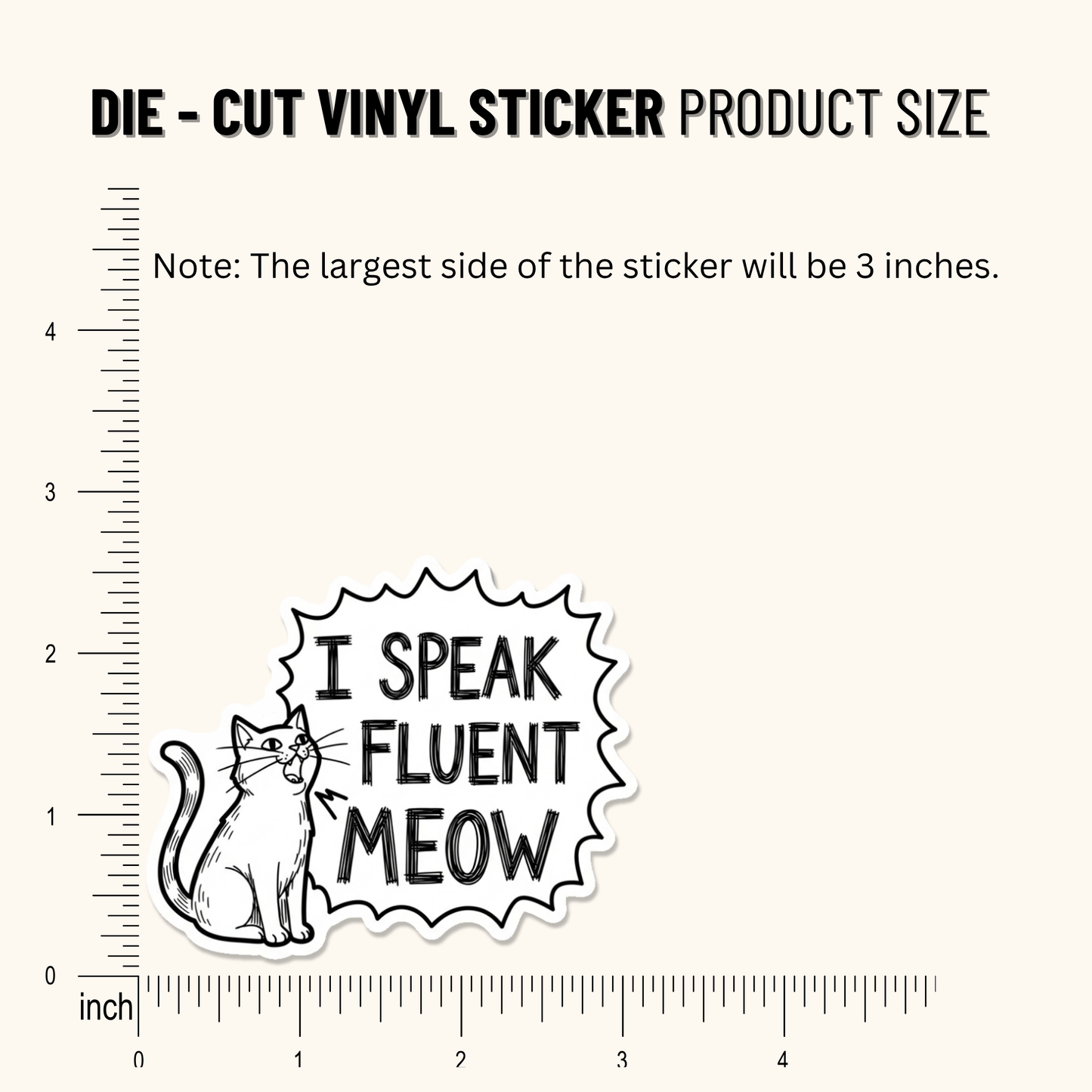 3PCs I Speak Fluent Meow Sticker | Funny Cat Decal for Cat Lovers