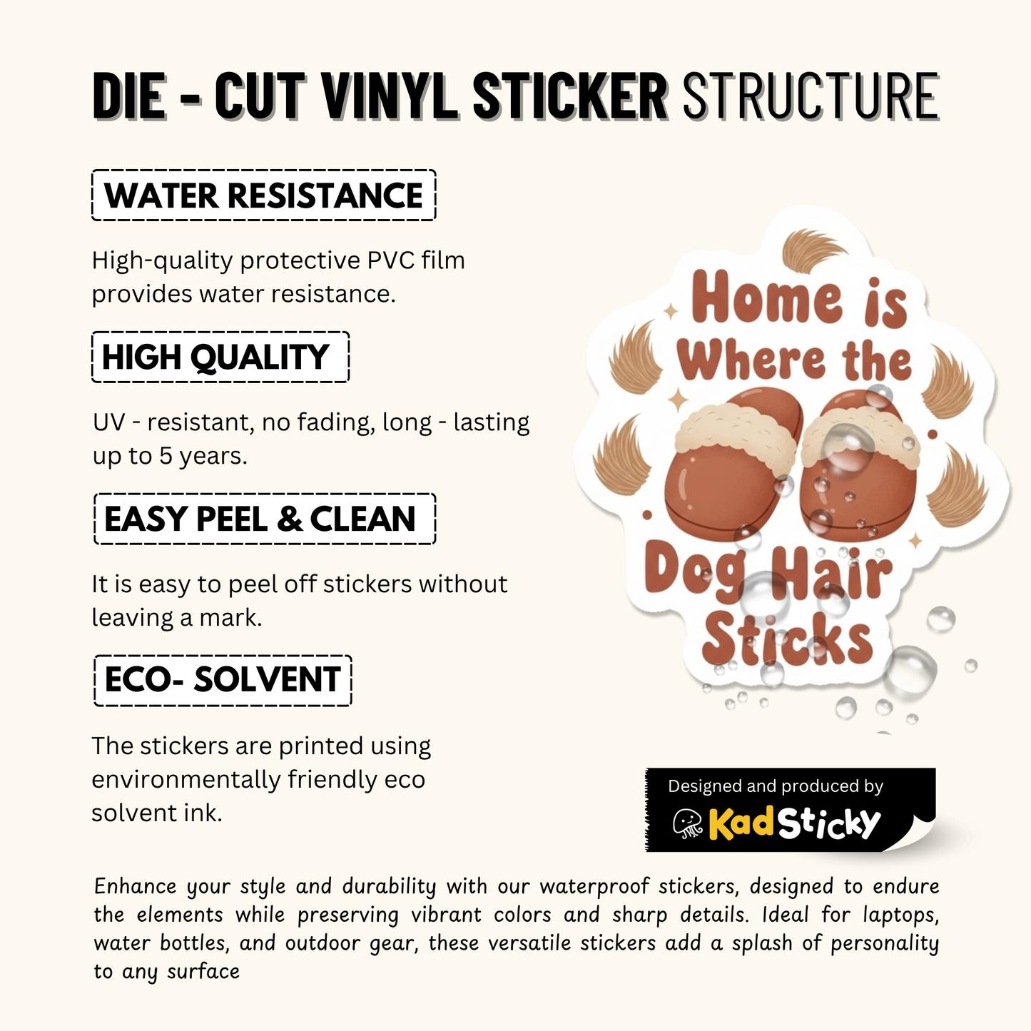3PCs Home is Where the Dog Hair Sticks Sticker | Funny Dog Mom Vinyl Decal