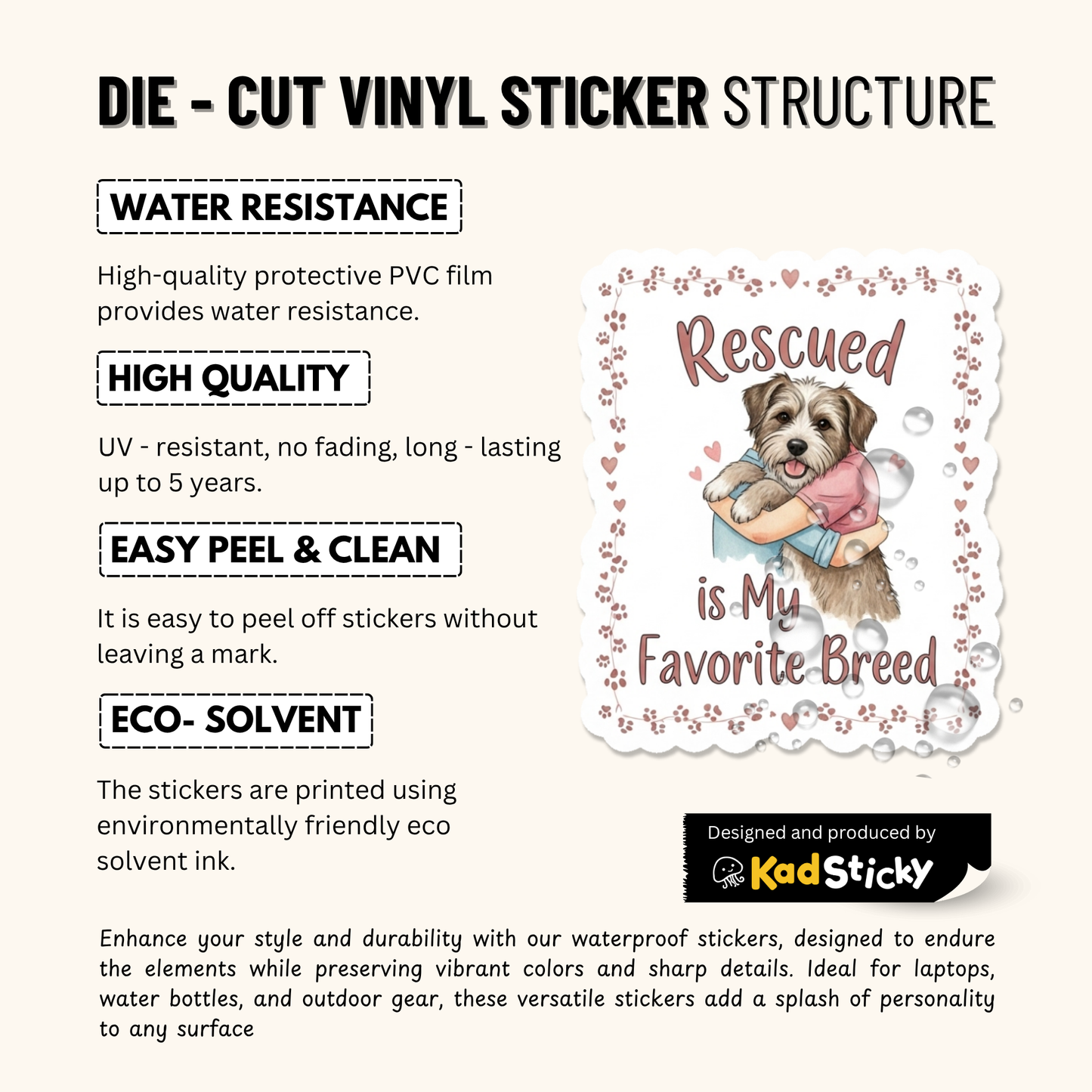 3PCs Rescued Breed Sticker | Dog Mom Decal | Shelter Pet Love Vinyl