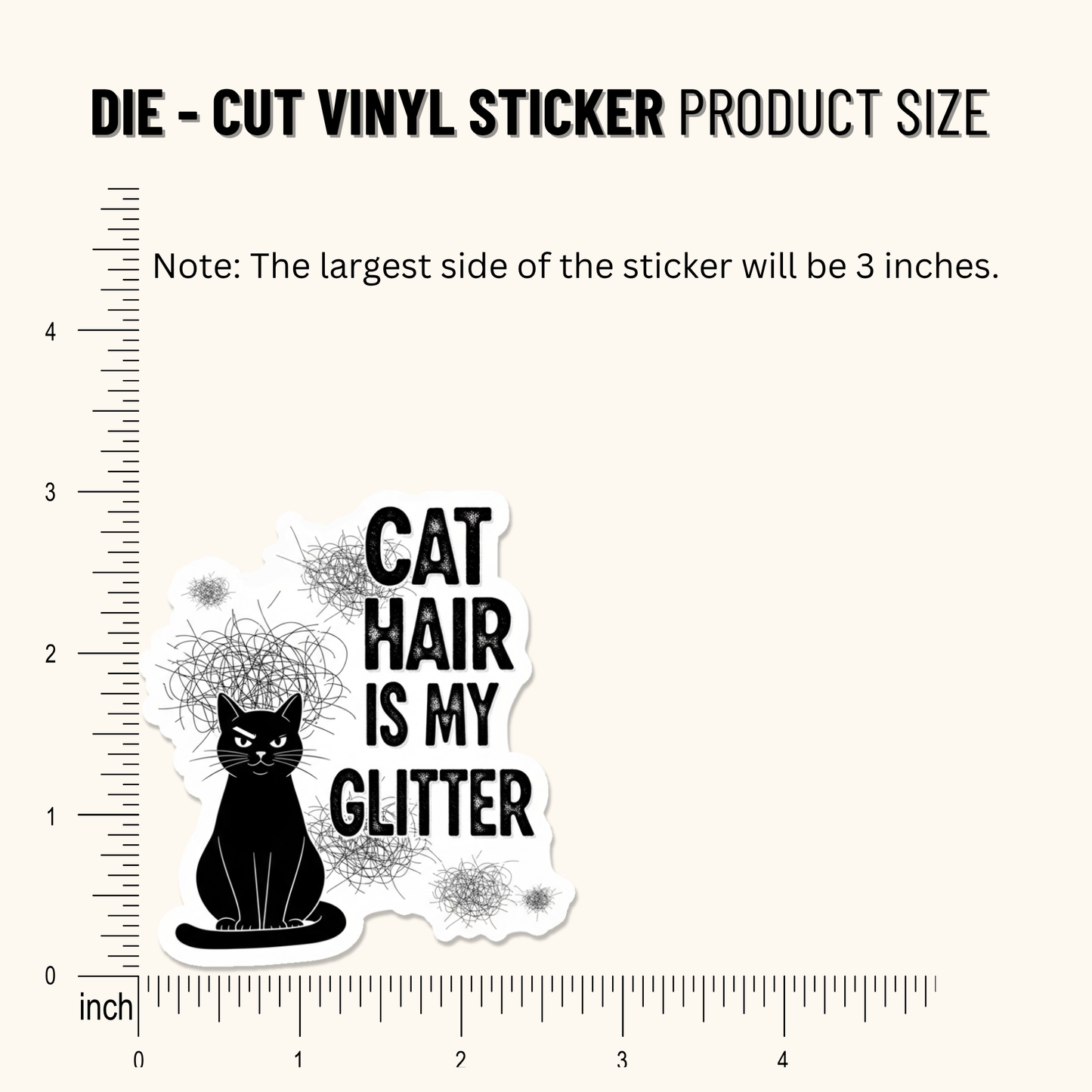 3PCs Cat Hair Glitter Sticker | Funny Cat Mom Gift | Vinyl Decal
